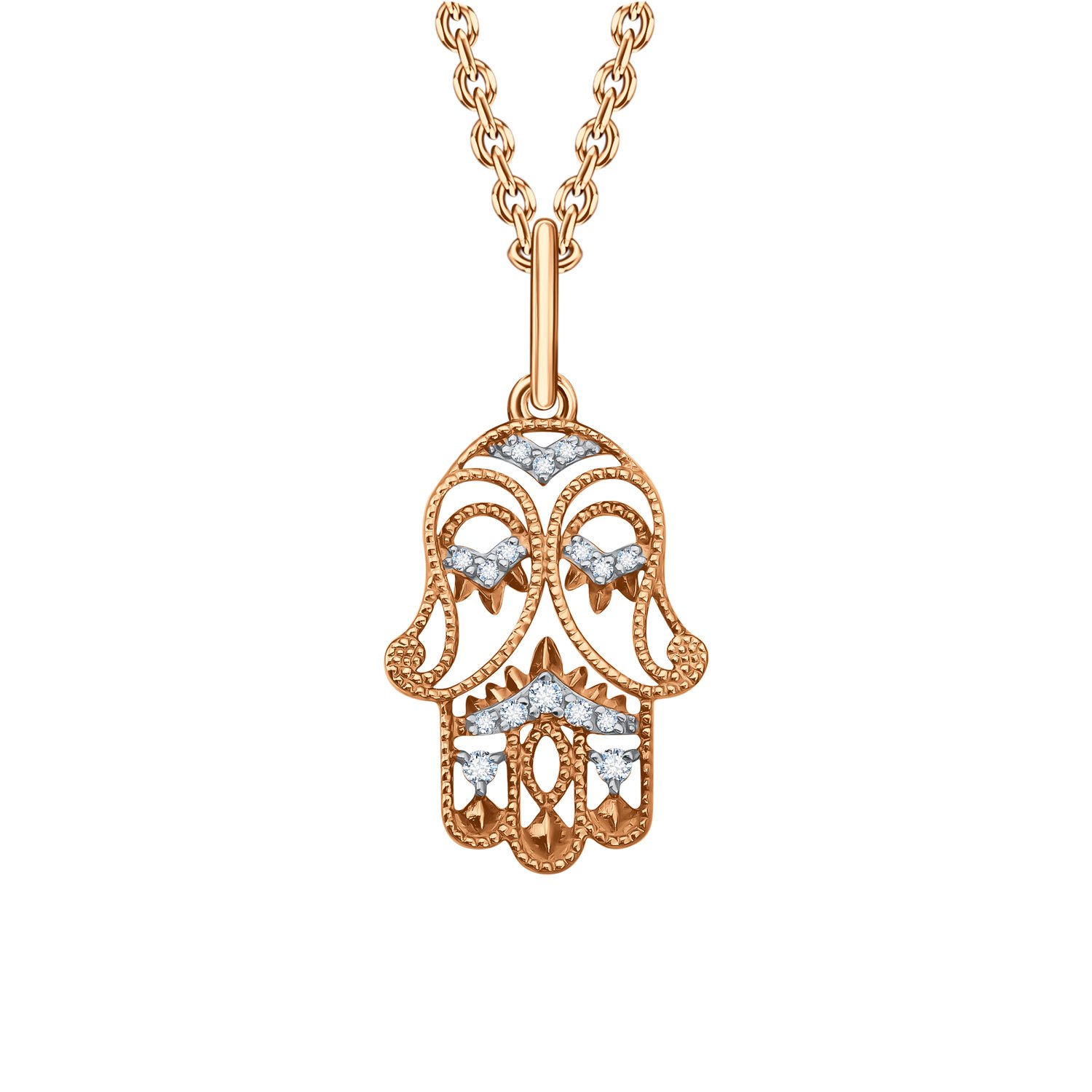 Золотая буддийская подвеска с фианитами