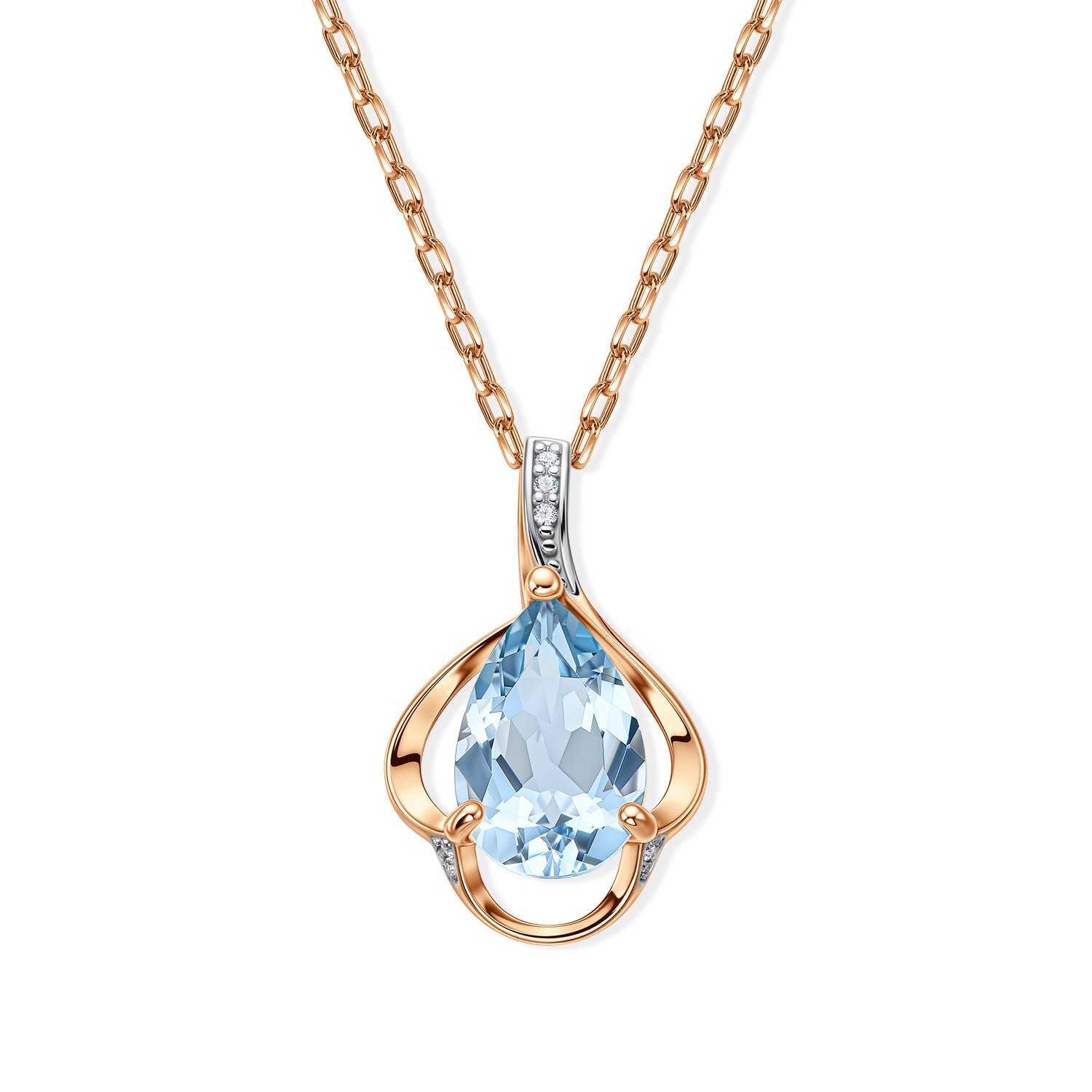 Фото «Золотая подвеска с топазом Sky и фианитами»