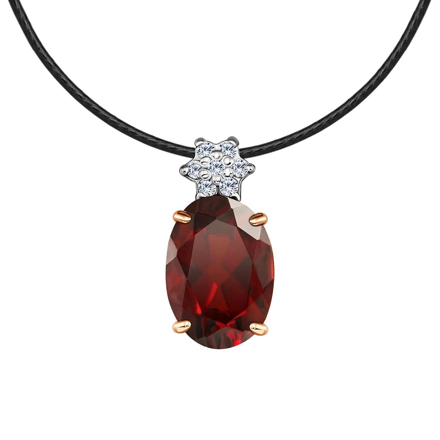 Золотая подвеска с гранатом и фианитами