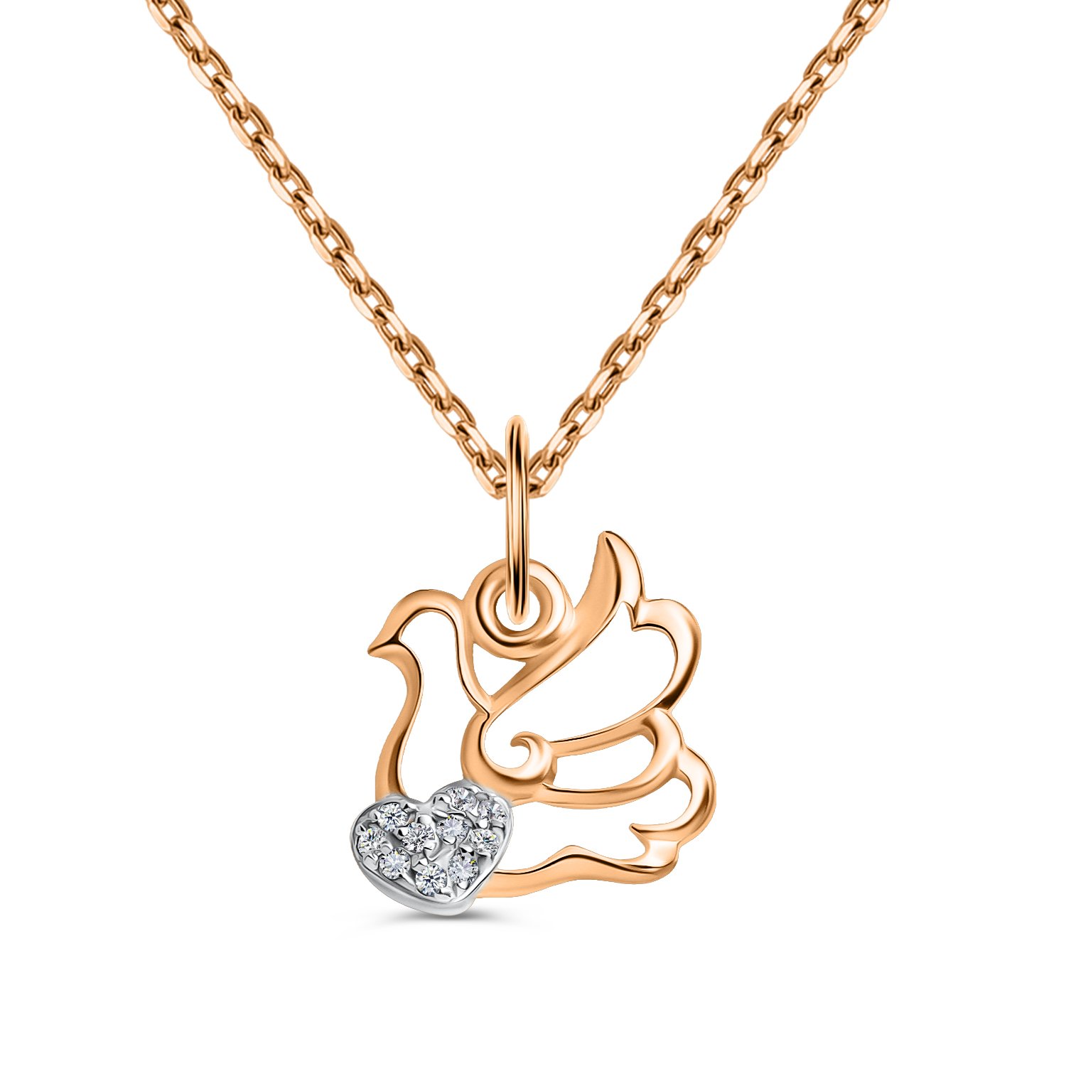 Золотая подвеска Птица с фианитами