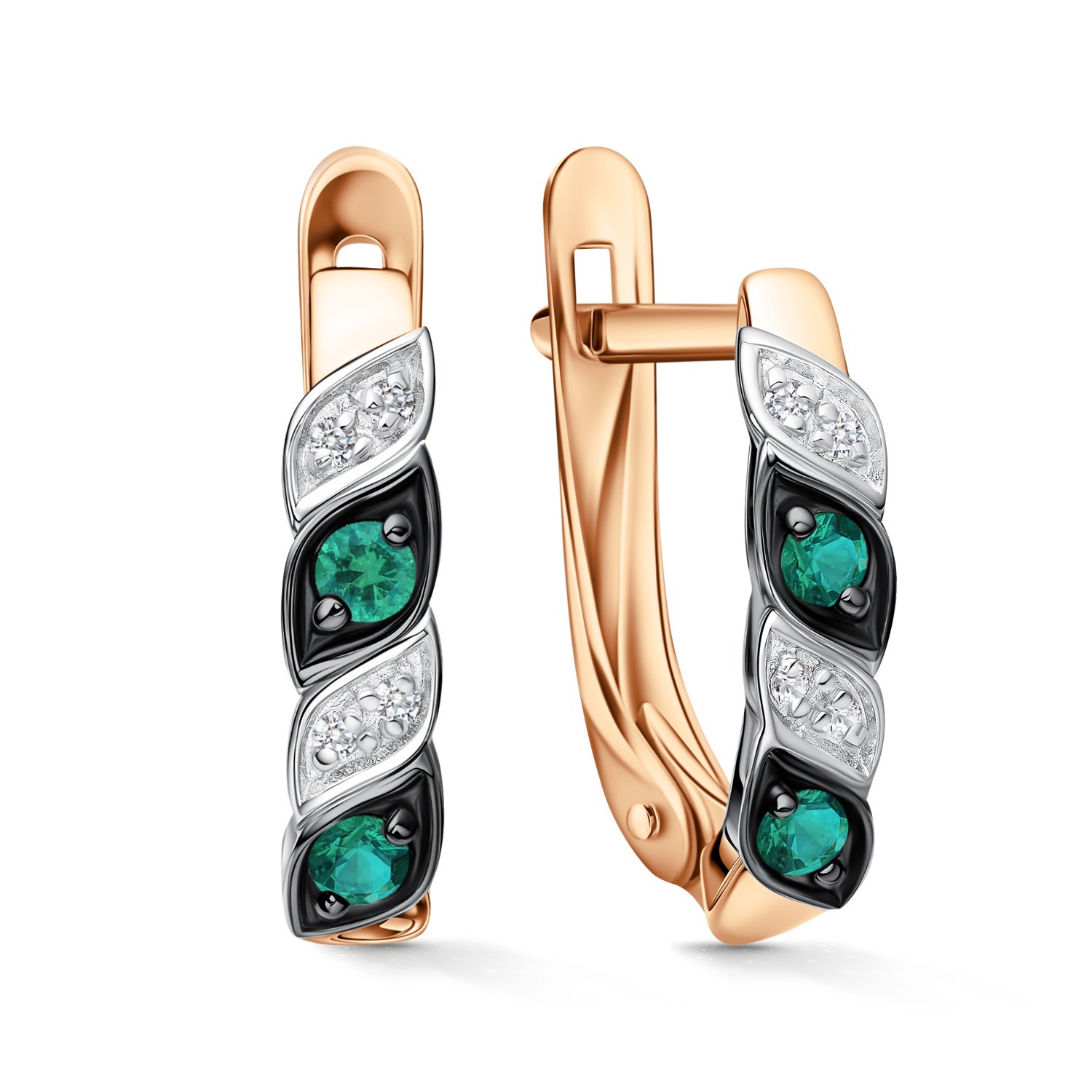 Фото «Золотые серьги с изумрудами и бриллиантами»