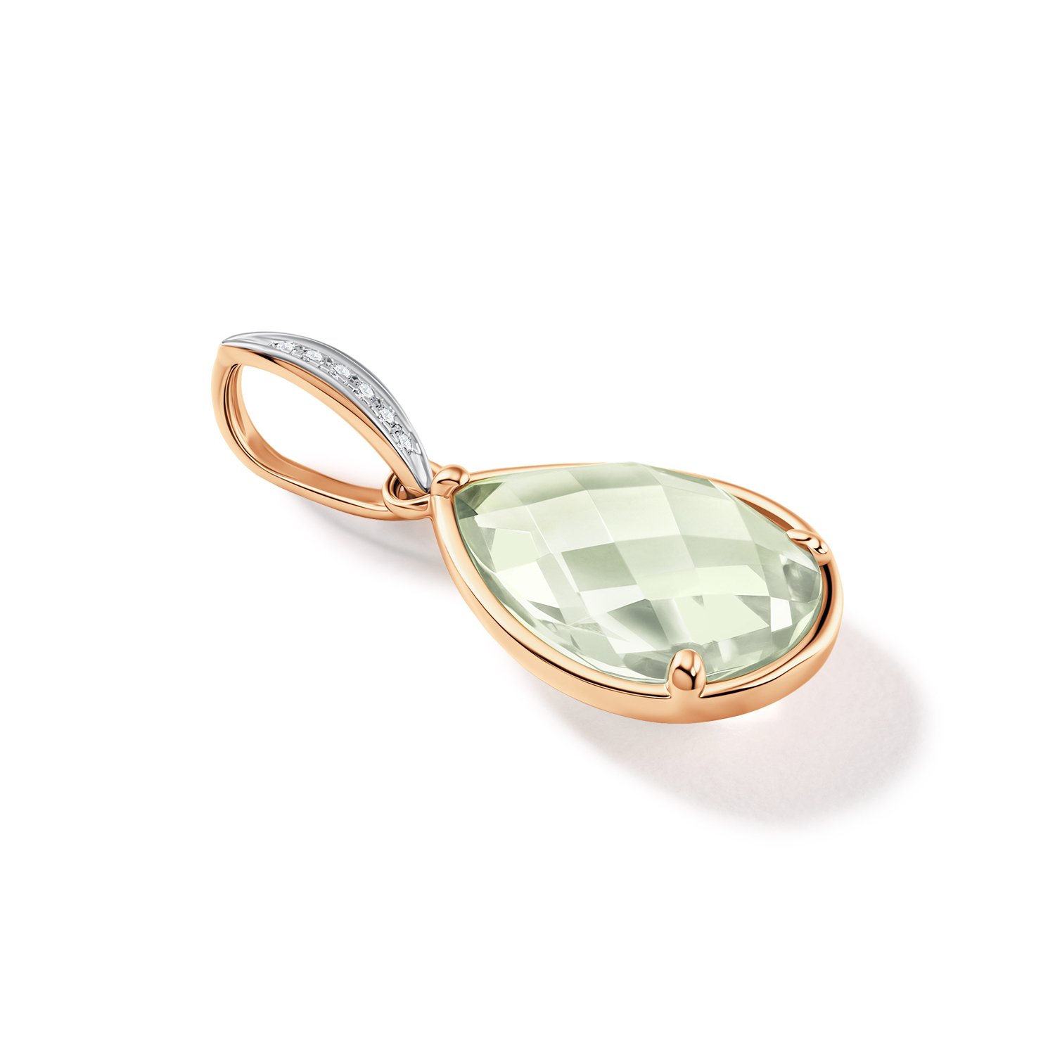 Золотая подвеска с празиолитом и бриллиантами