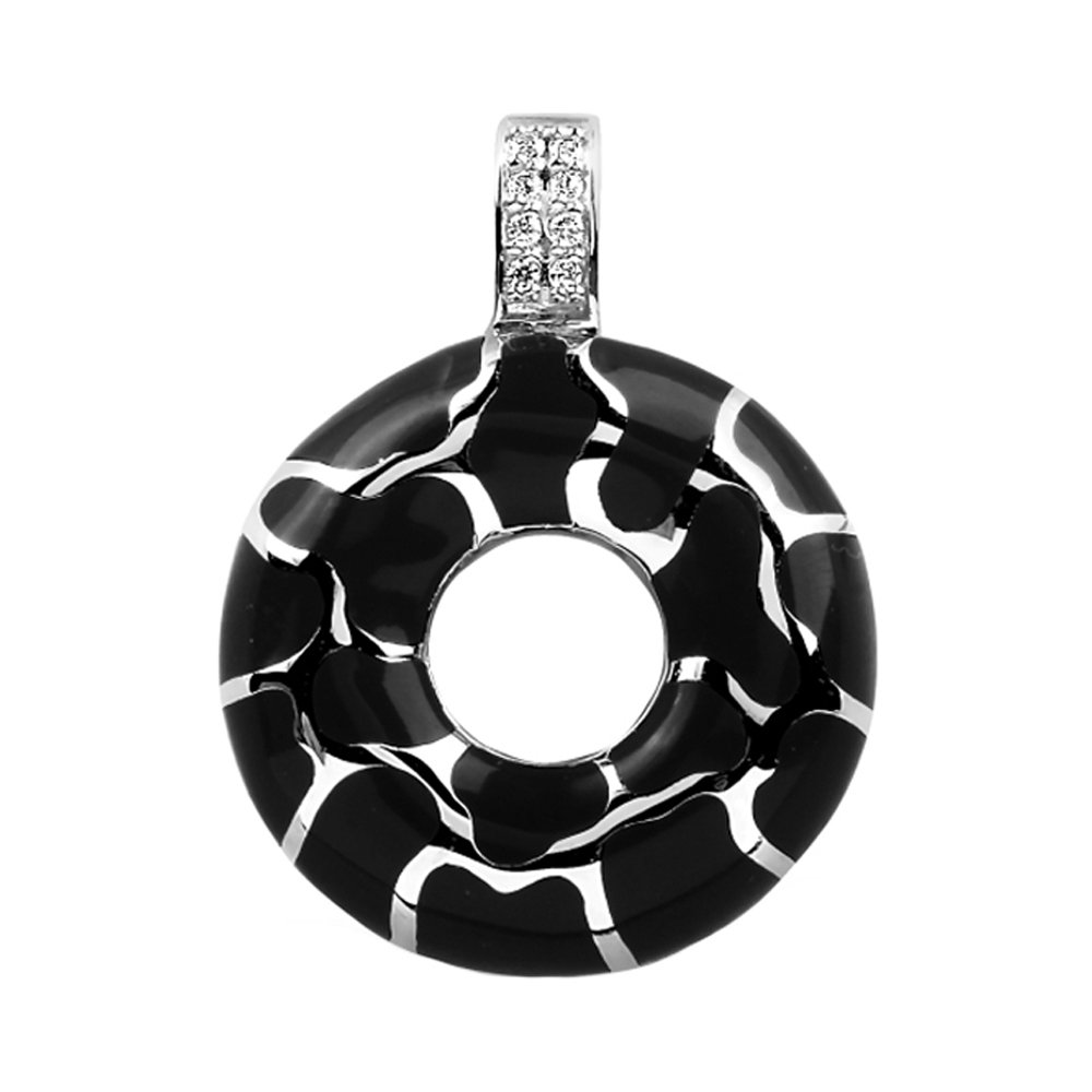 Золотая подвеска с эмалью и фианитами