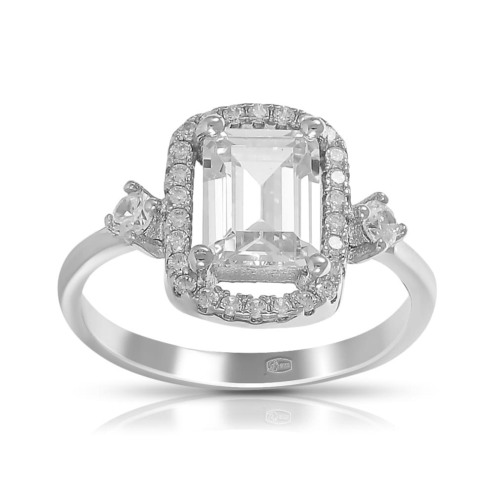 Кольцо из серебра с фианитами