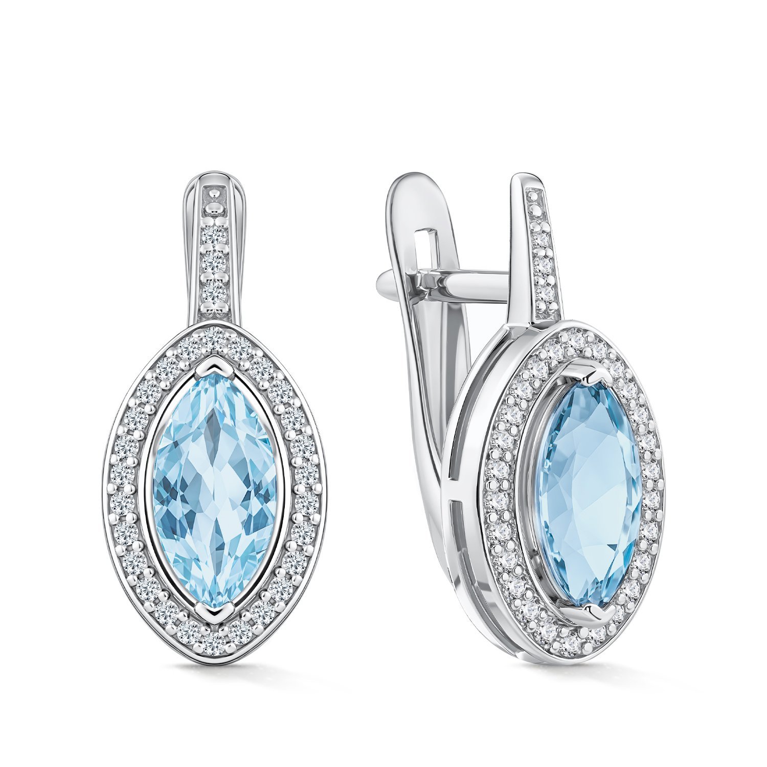 Фото «Золотые серьги с топазами Sky и фианитами»