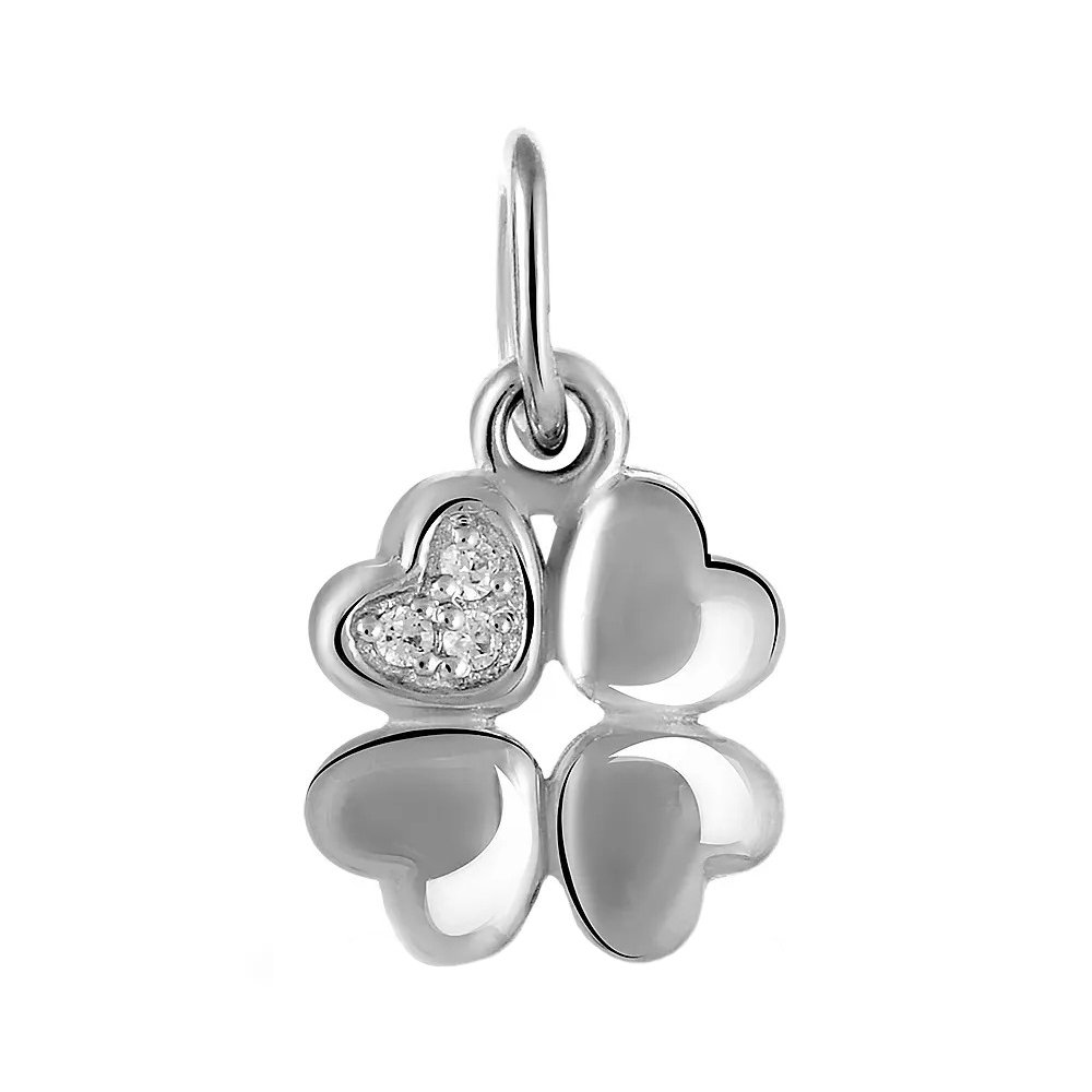 Подвеска Клевер из серебра с фианитами