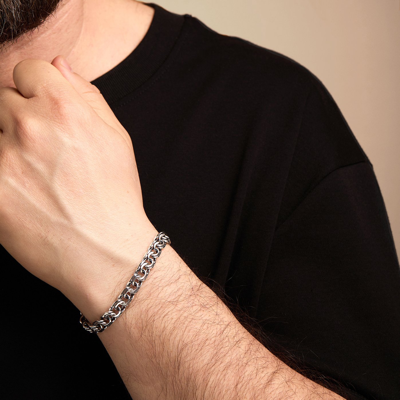 Серебряный браслет ручной работы полновесный