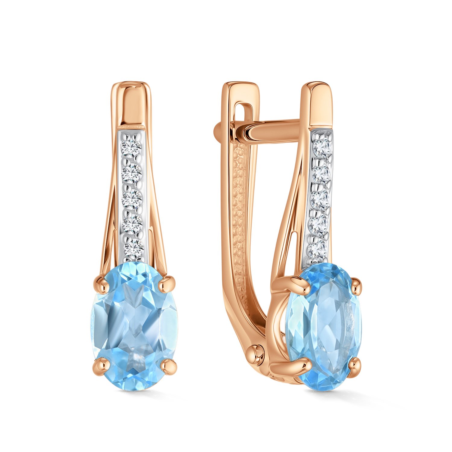 Фото «Золотые серьги с топазами Swiss и бриллиантами»