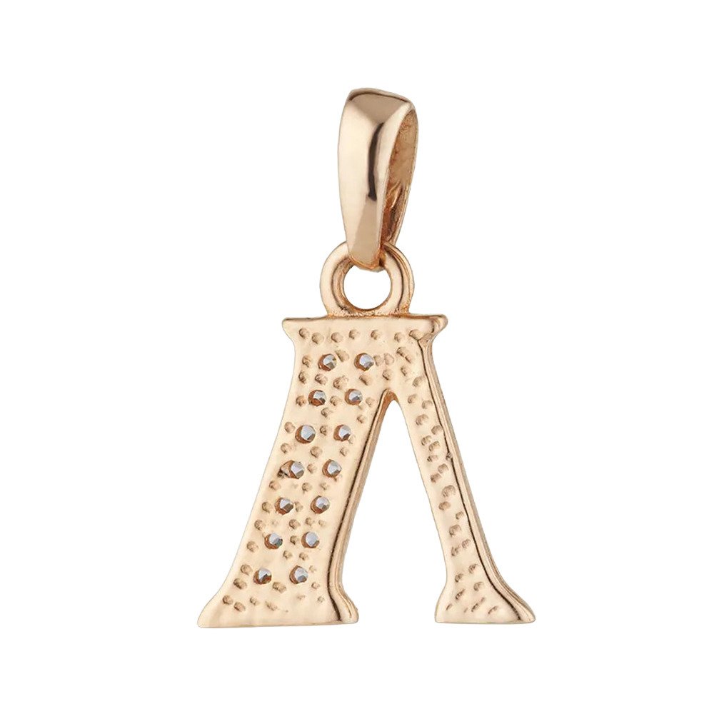 Золотая подвеска буква Л с фианитами