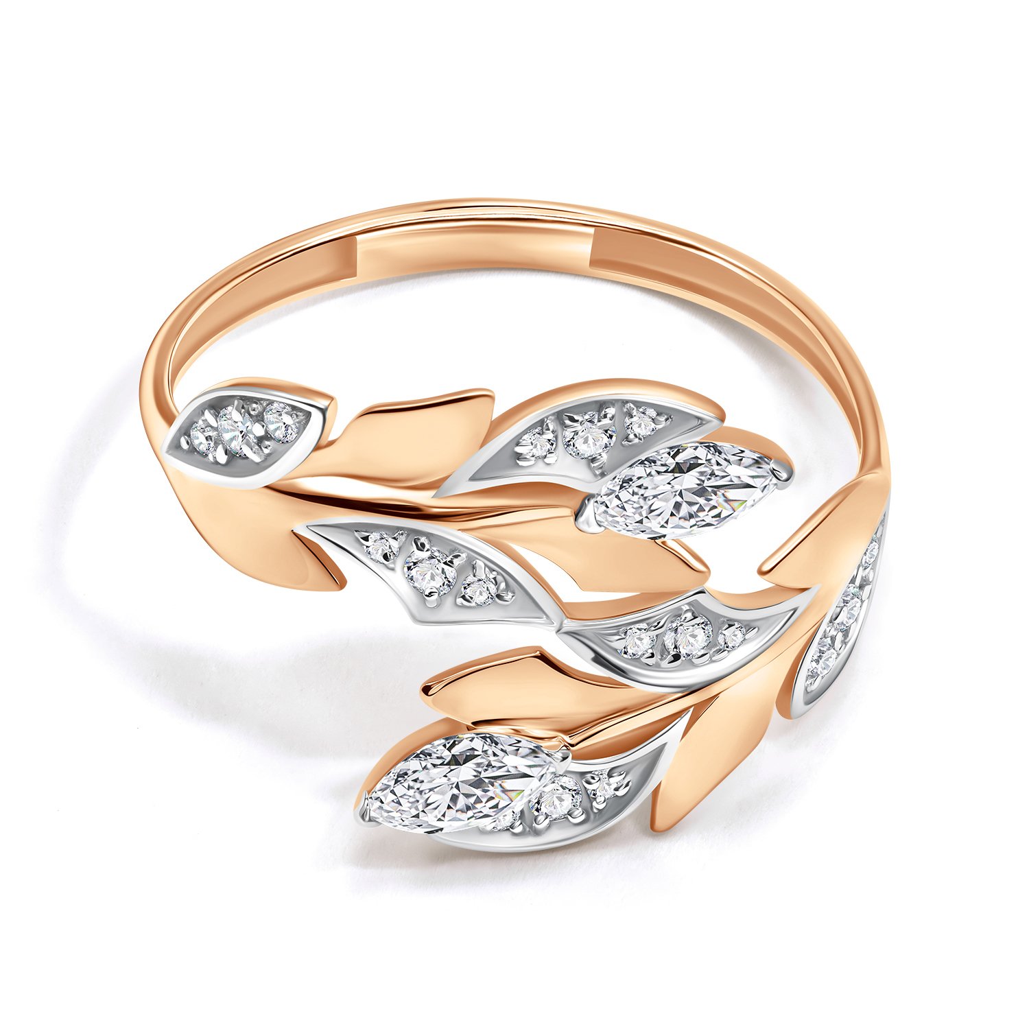 Золотое кольцо с фианитами