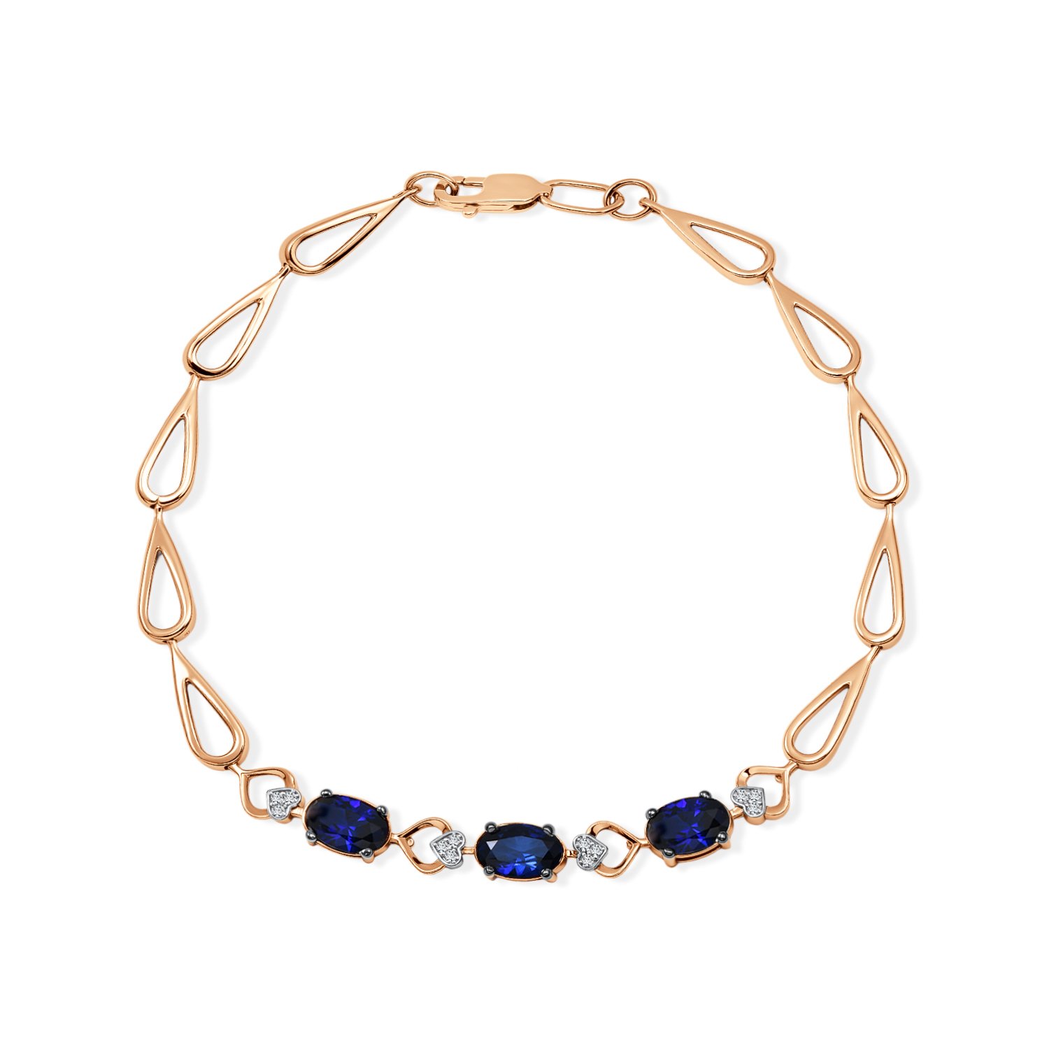 Фото «Золотой браслет с сапфирами выращенными и бриллиантами»