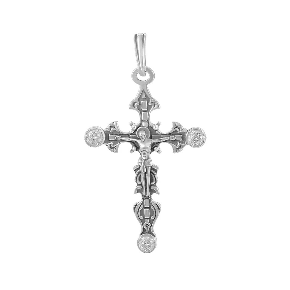 Крестик из серебра с фианитами