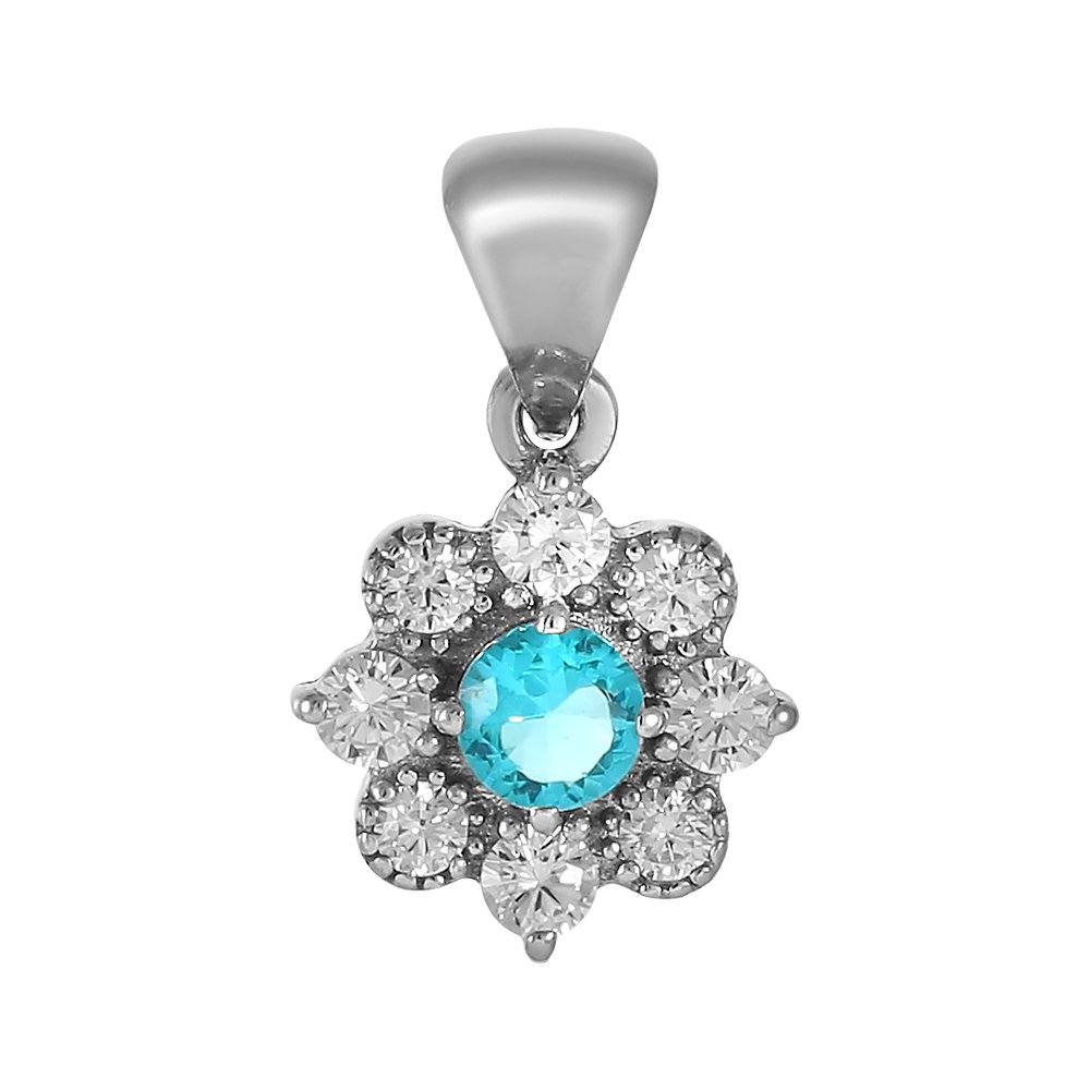 Подвеска Цветок из серебра с топазом и фианитами
