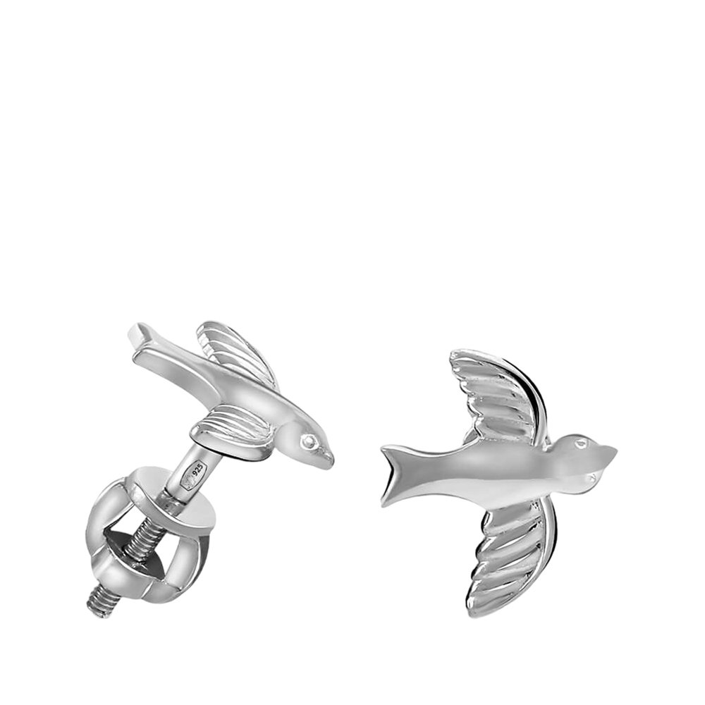 Фото «Серьги-пусеты Птица из серебра»