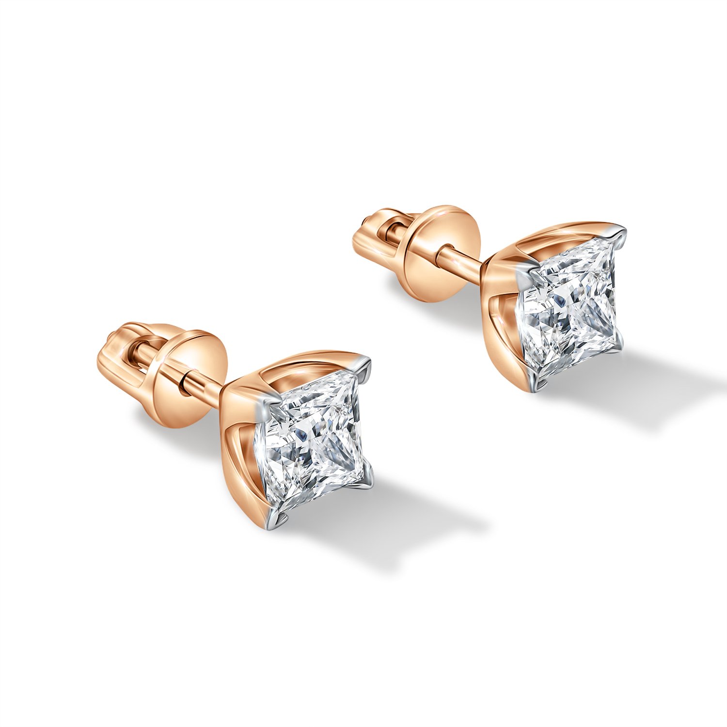 Золотые серьги с бриллиантами выращенными