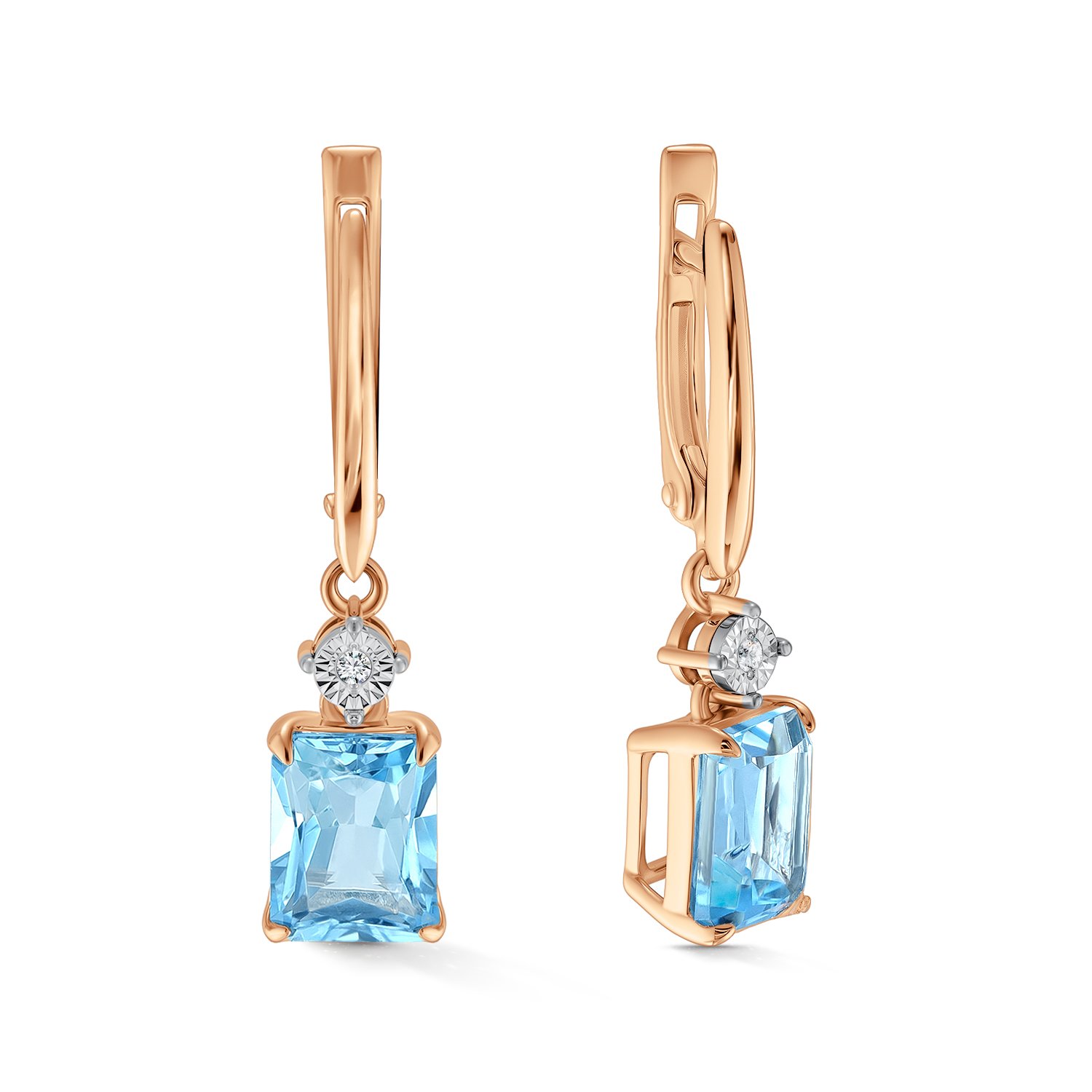 Фото «Золотые серьги с топазами Sky и бриллиантами»