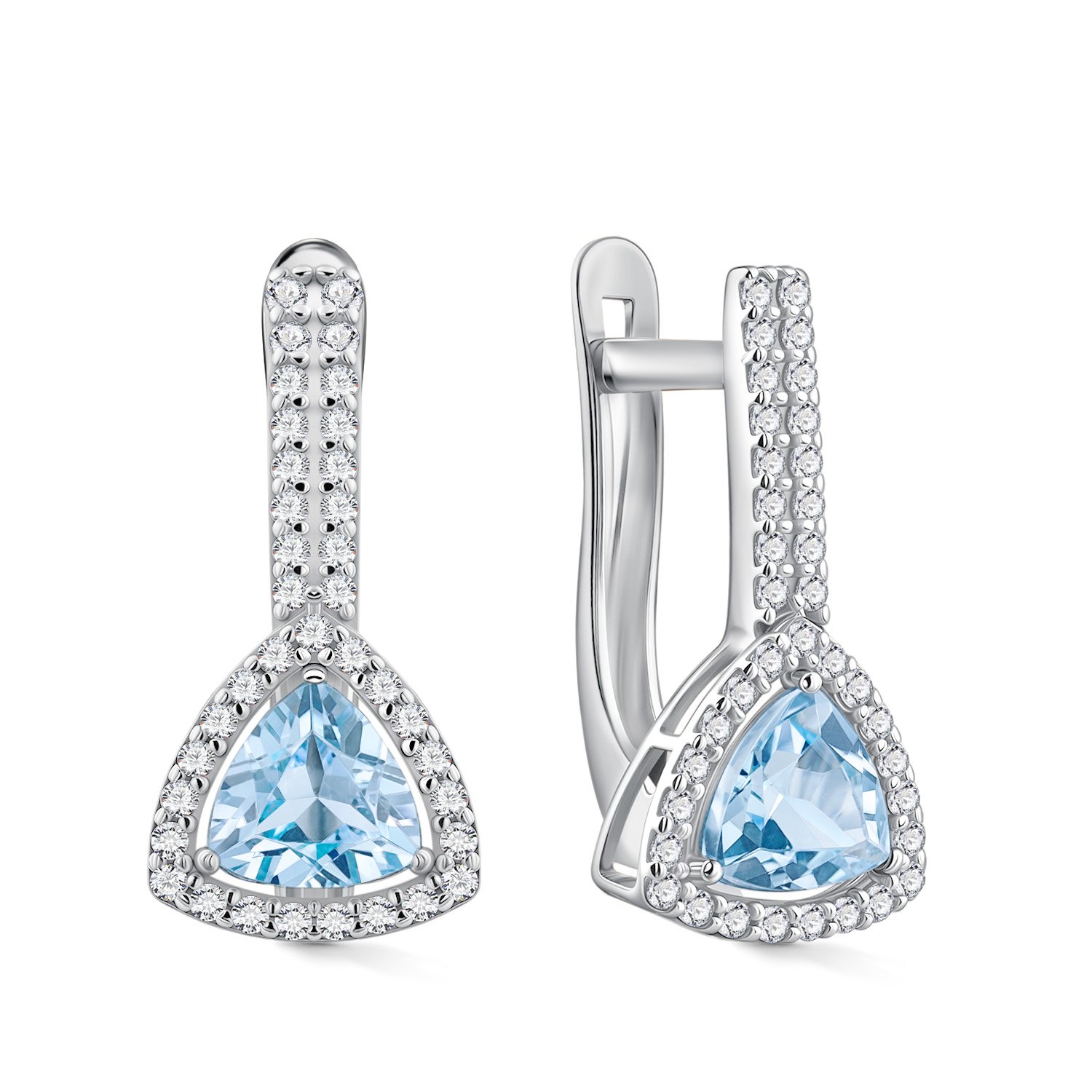 Фото «Золотые серьги с топазами Sky и фианитами»