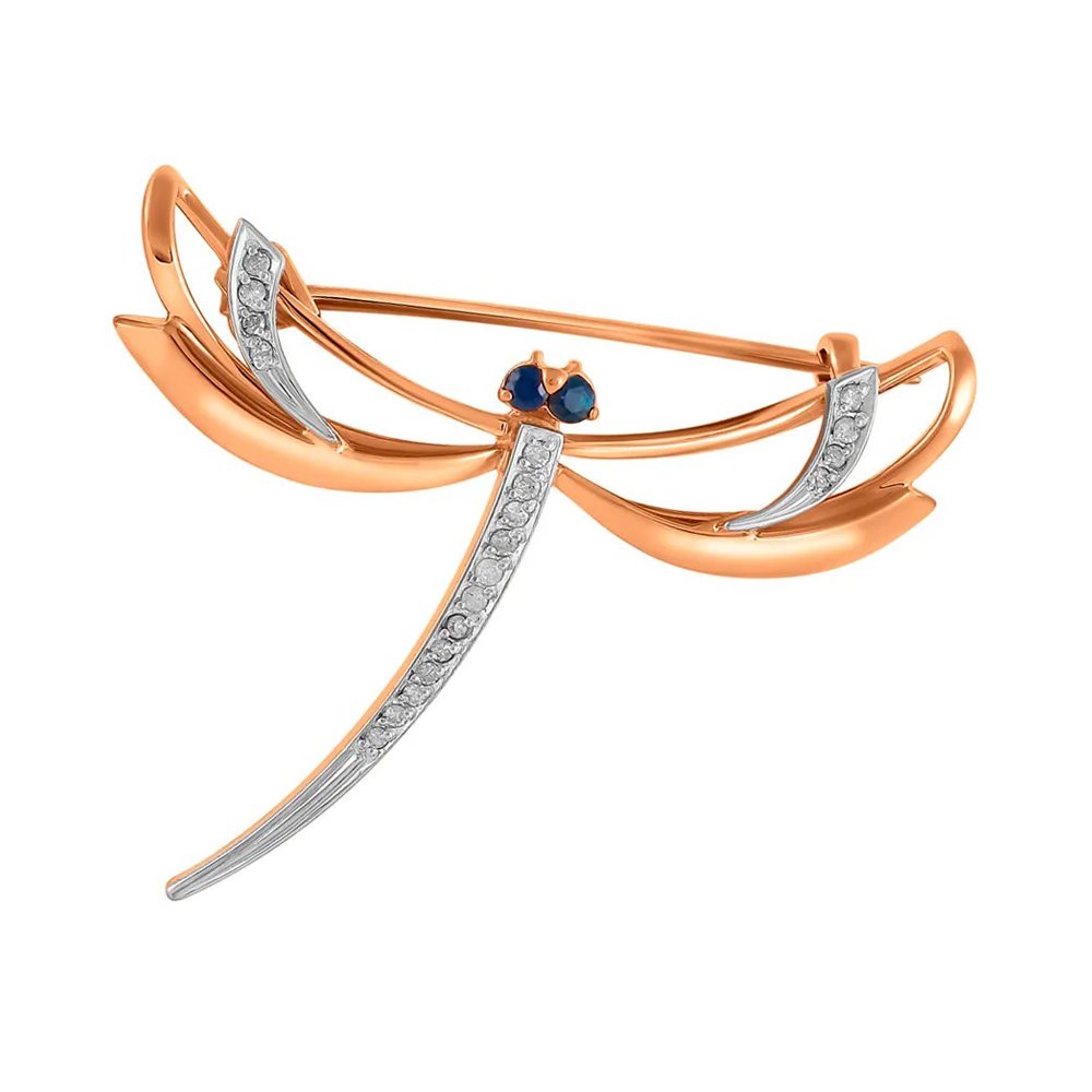 Брошь из золота с сапфирами и бриллиантами