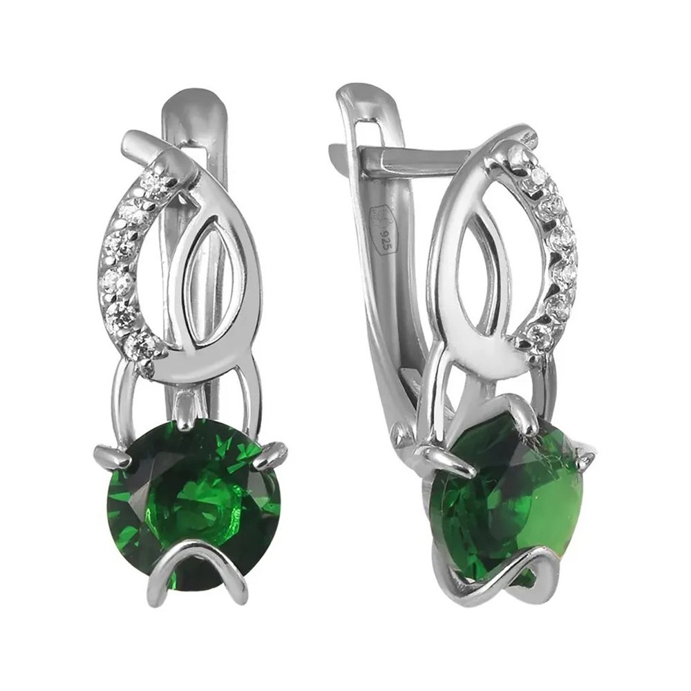 Фото «Серебряные серьги с ювелирным стеклом и фианитами»