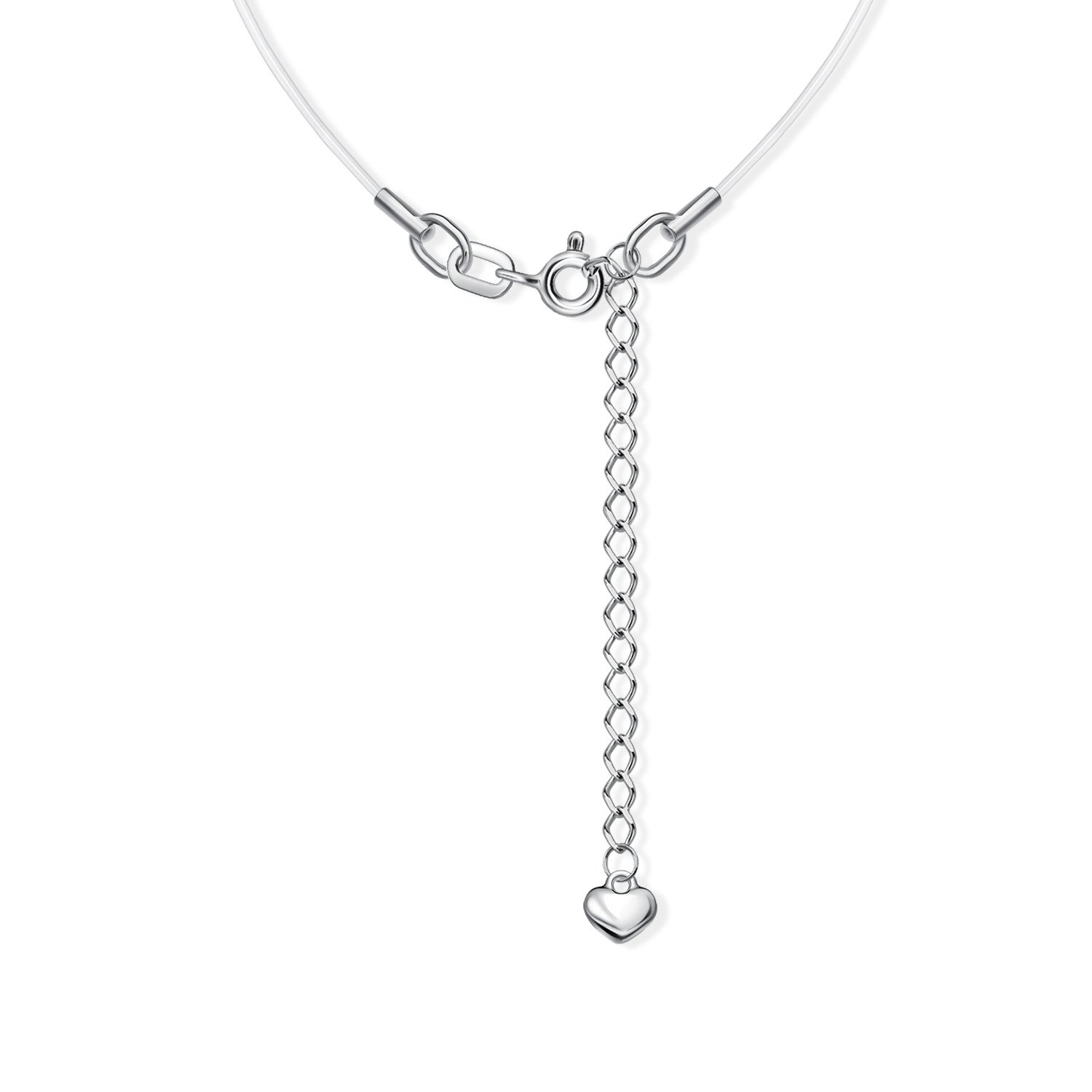 Серебряное колье на леске с фианитом