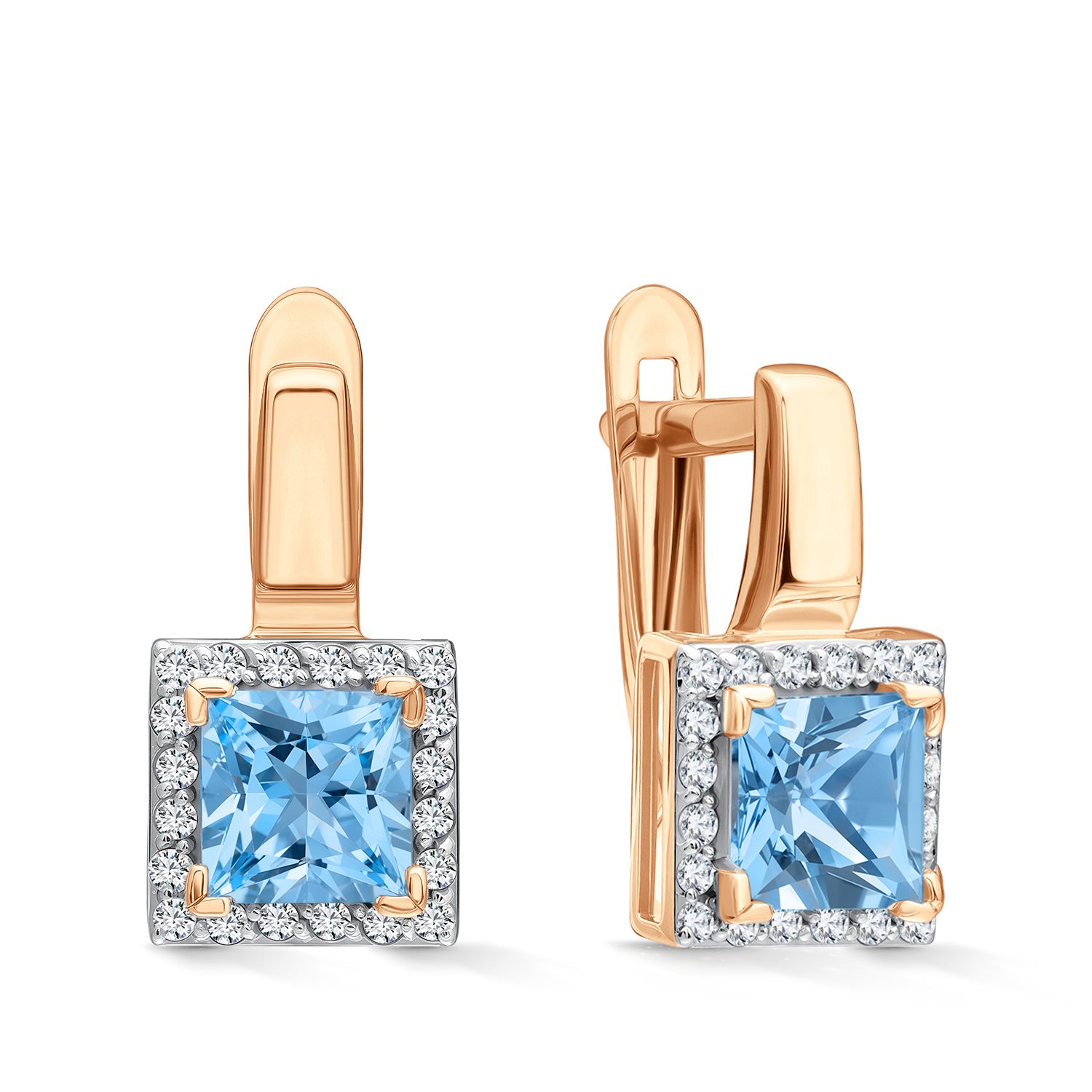 Фото «Золотые серьги с топазами Swiss и бриллиантами»