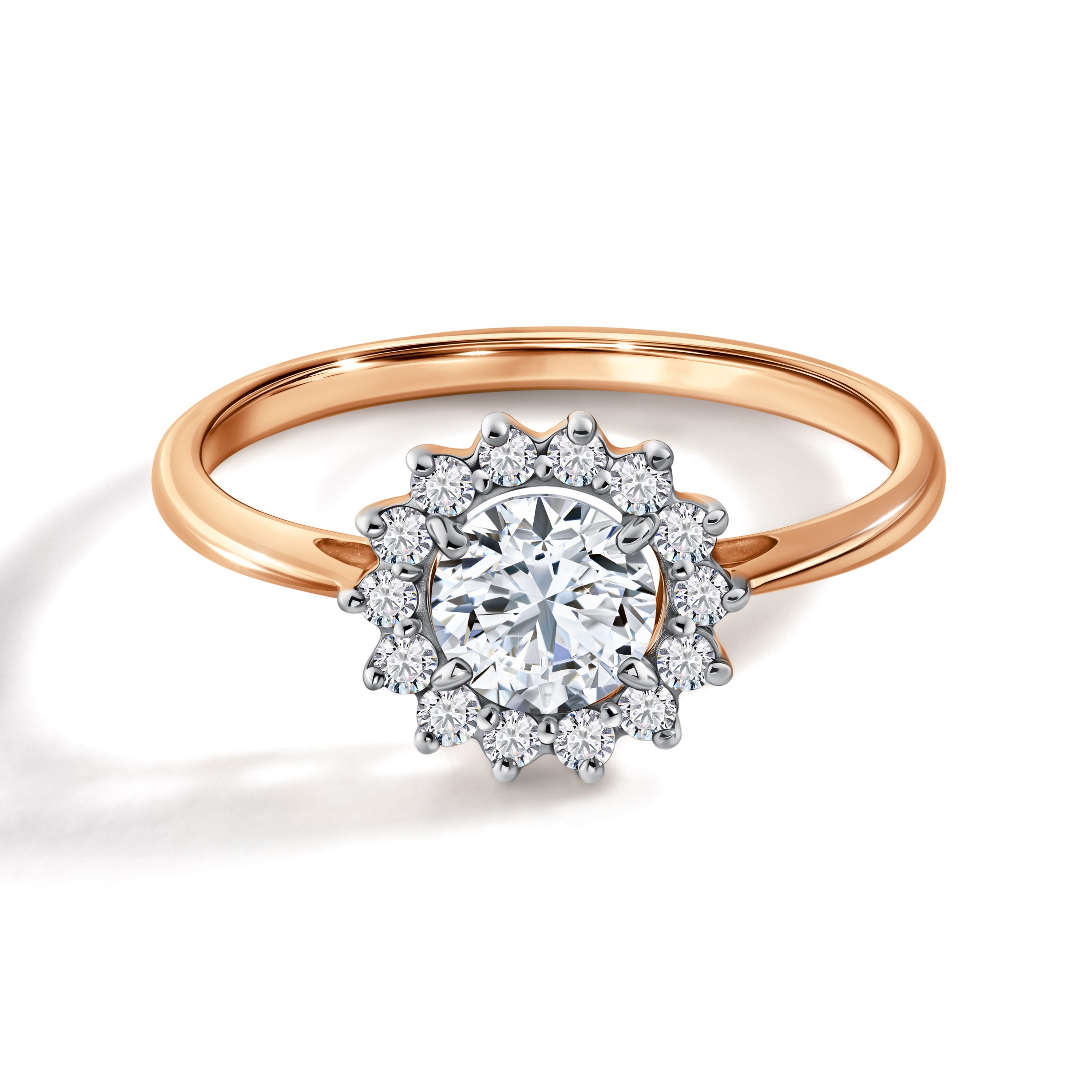 Золотое кольцо с бриллиантами выращенными