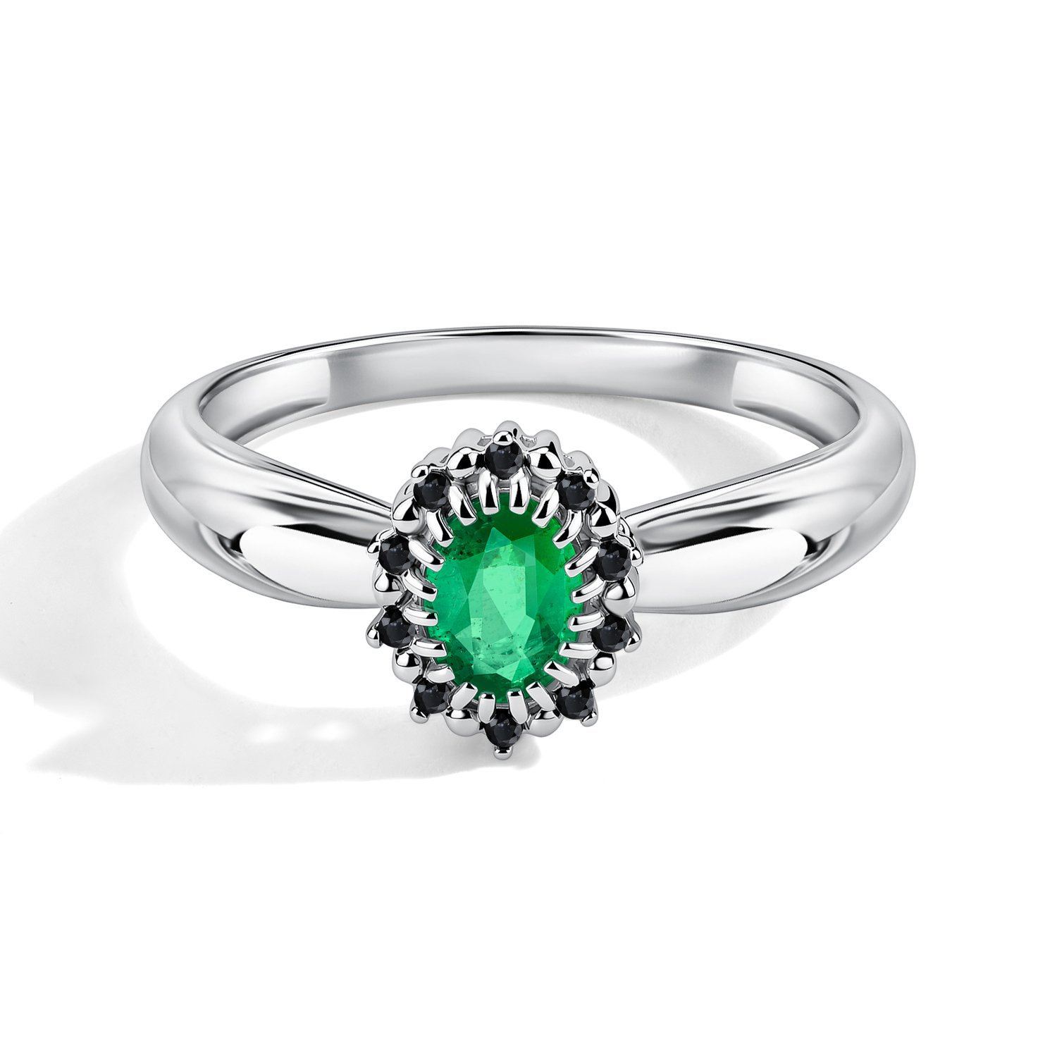 Серебряное кольцо с изумрудом и шпинелью