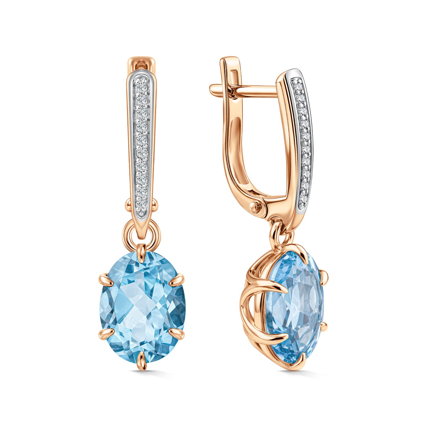 Фото «Золотые серьги с топазами Swiss и бриллиантами»