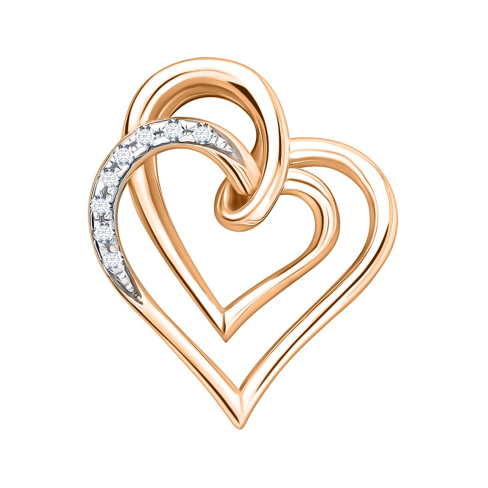 Золотая подвеска Сердце с бриллиантами