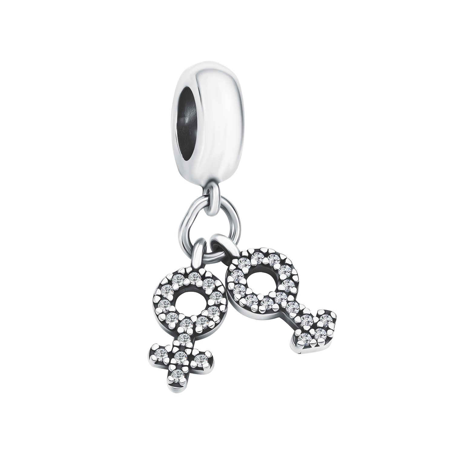 Серебряный шарм с фианитами и чернением