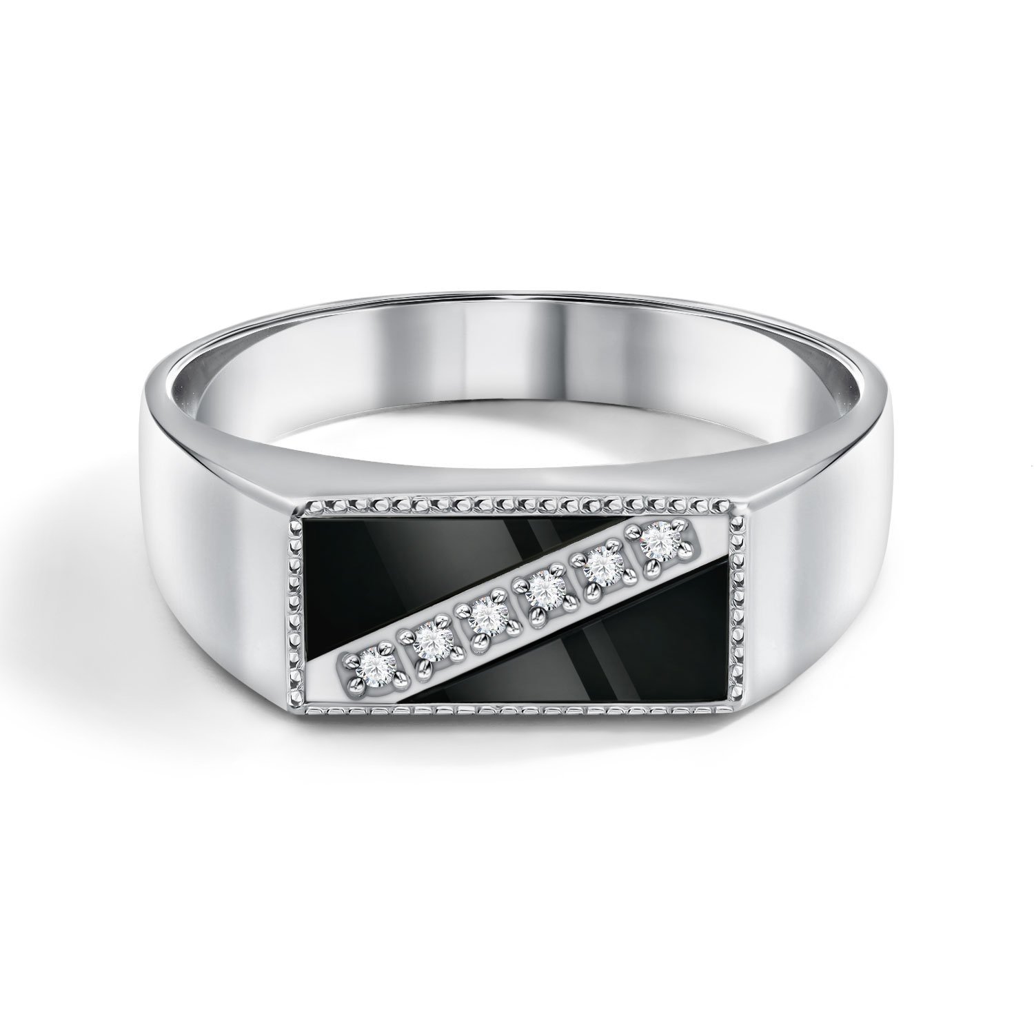 Серебряная печатка с агатом и фианитами