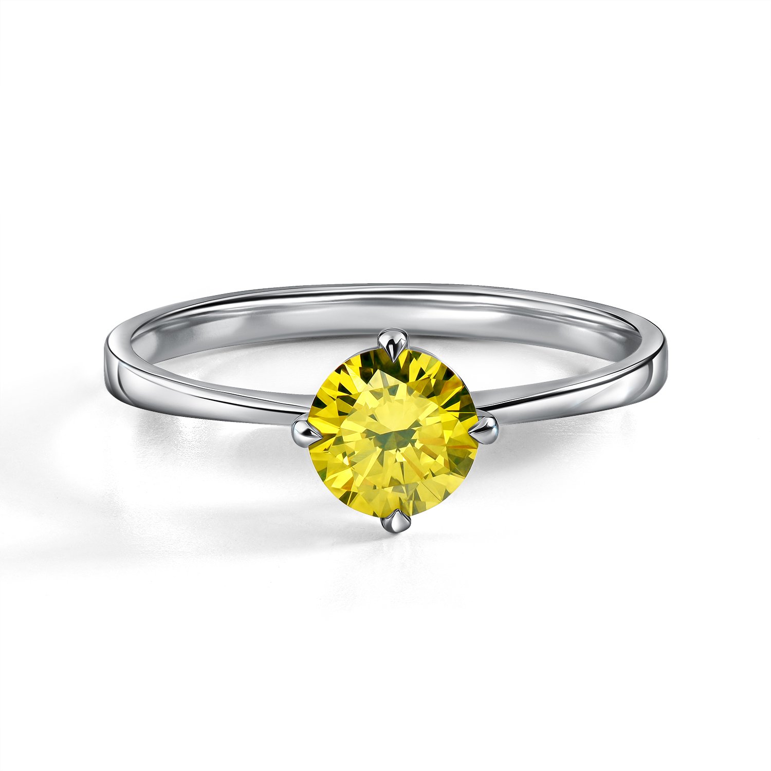 Золотое кольцо с желтым бриллиантом