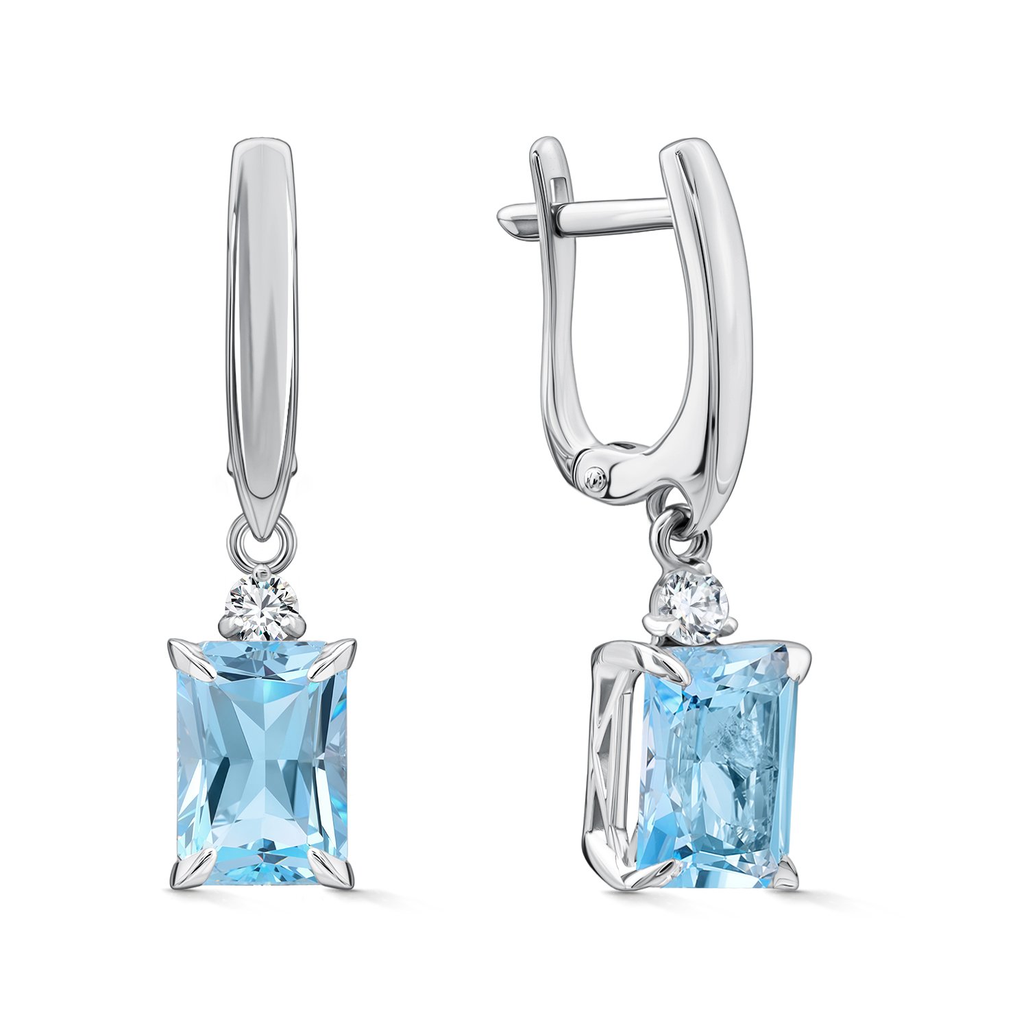 Фото «Золотые серьги с топазами Sky и фианитами»