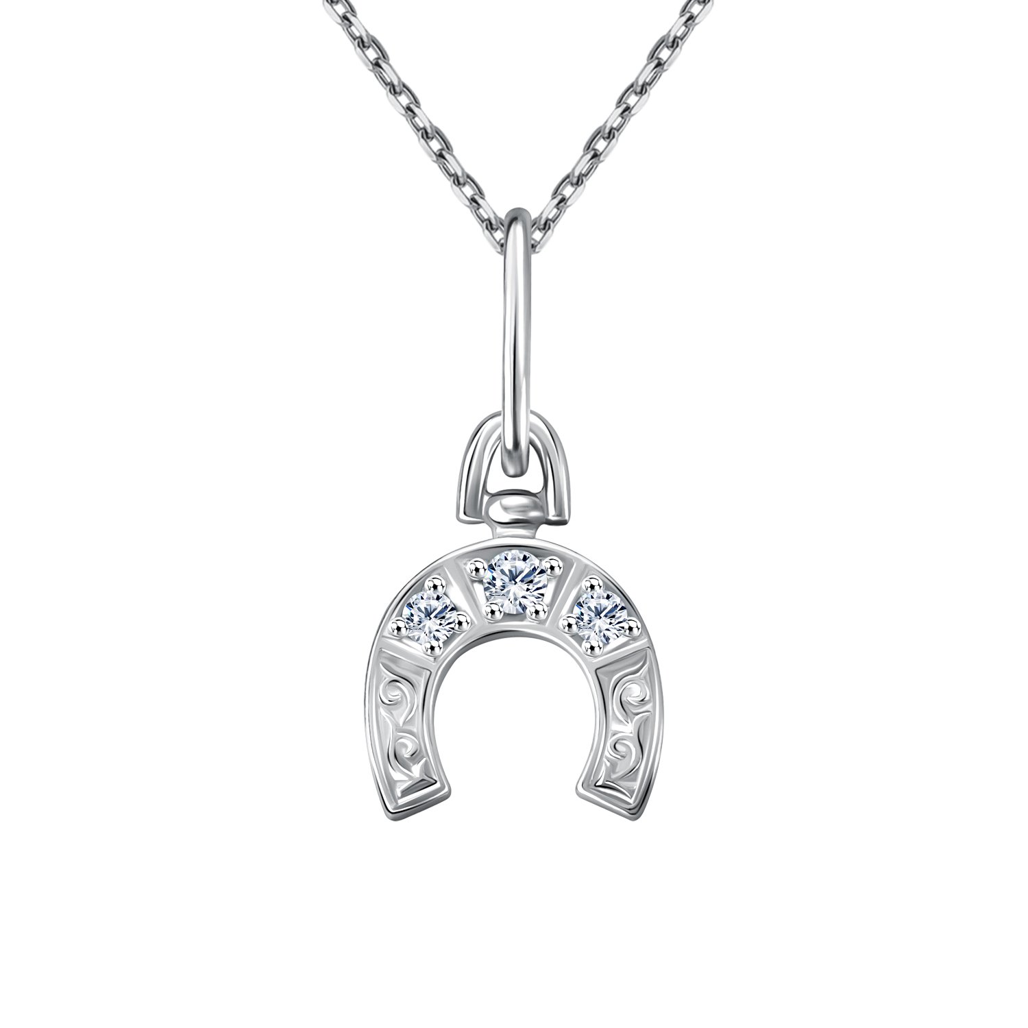 Серебряная подвеска с фианитами и родированием