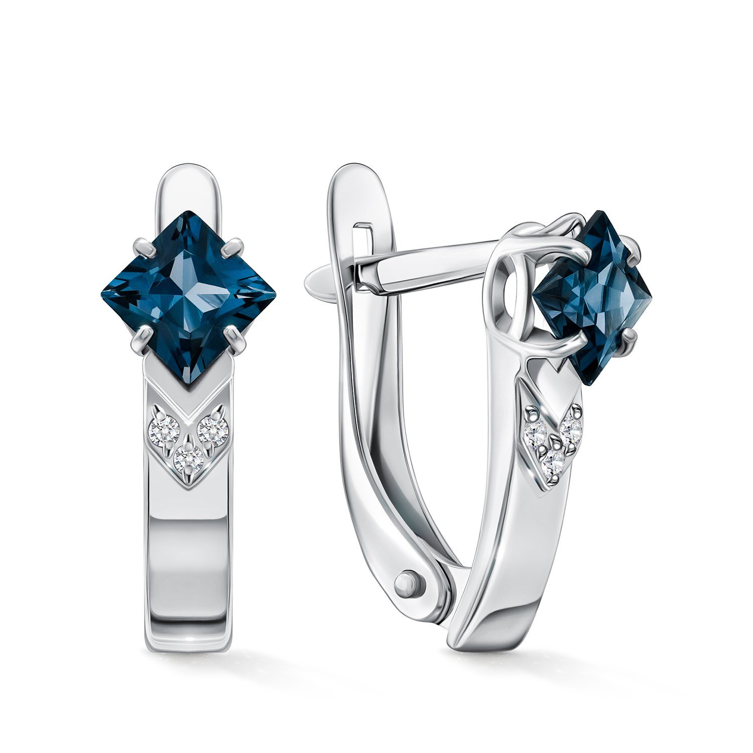 Фото «Золотые серьги с топазами London и фианитами»