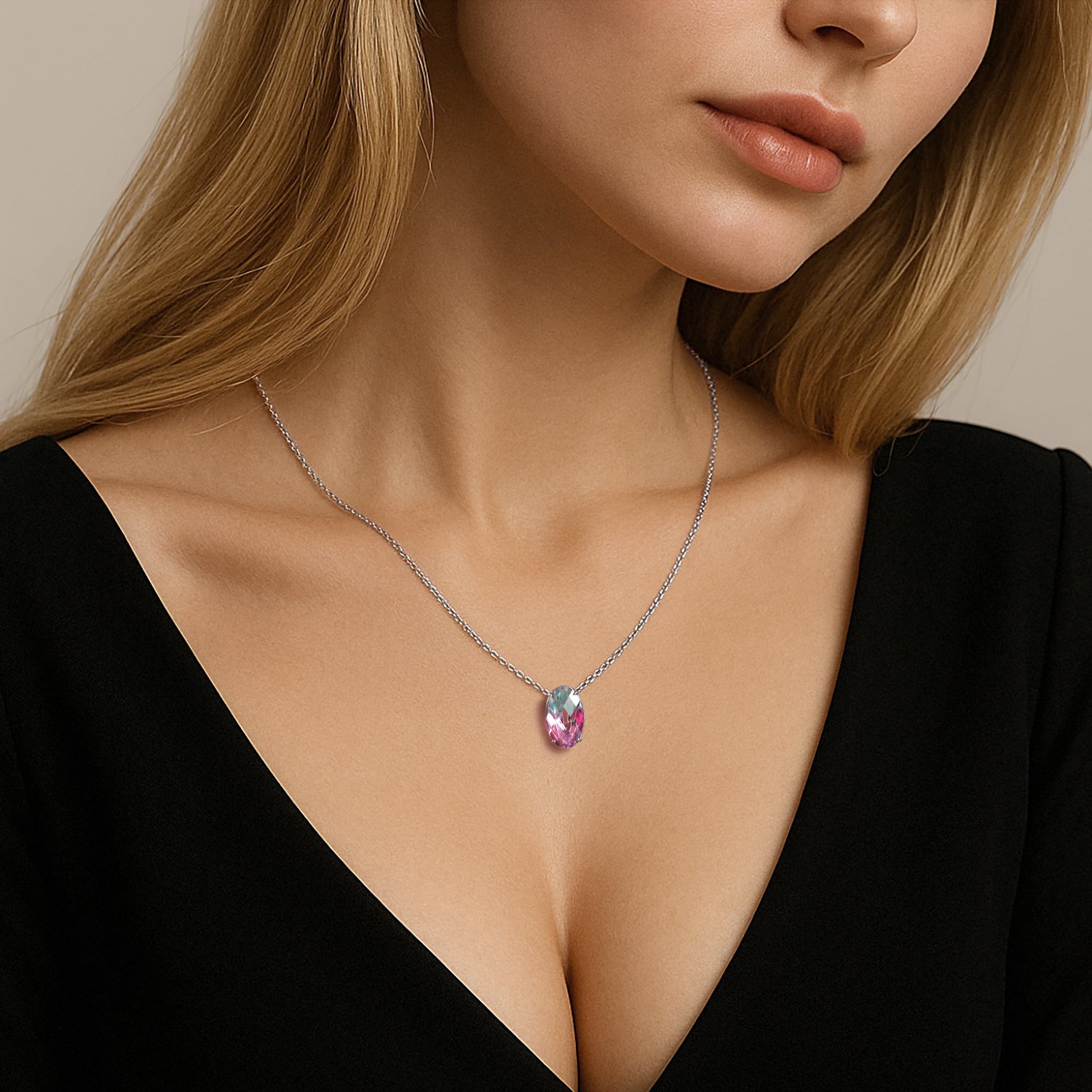 Серебряная подвеска с имитацией кварца