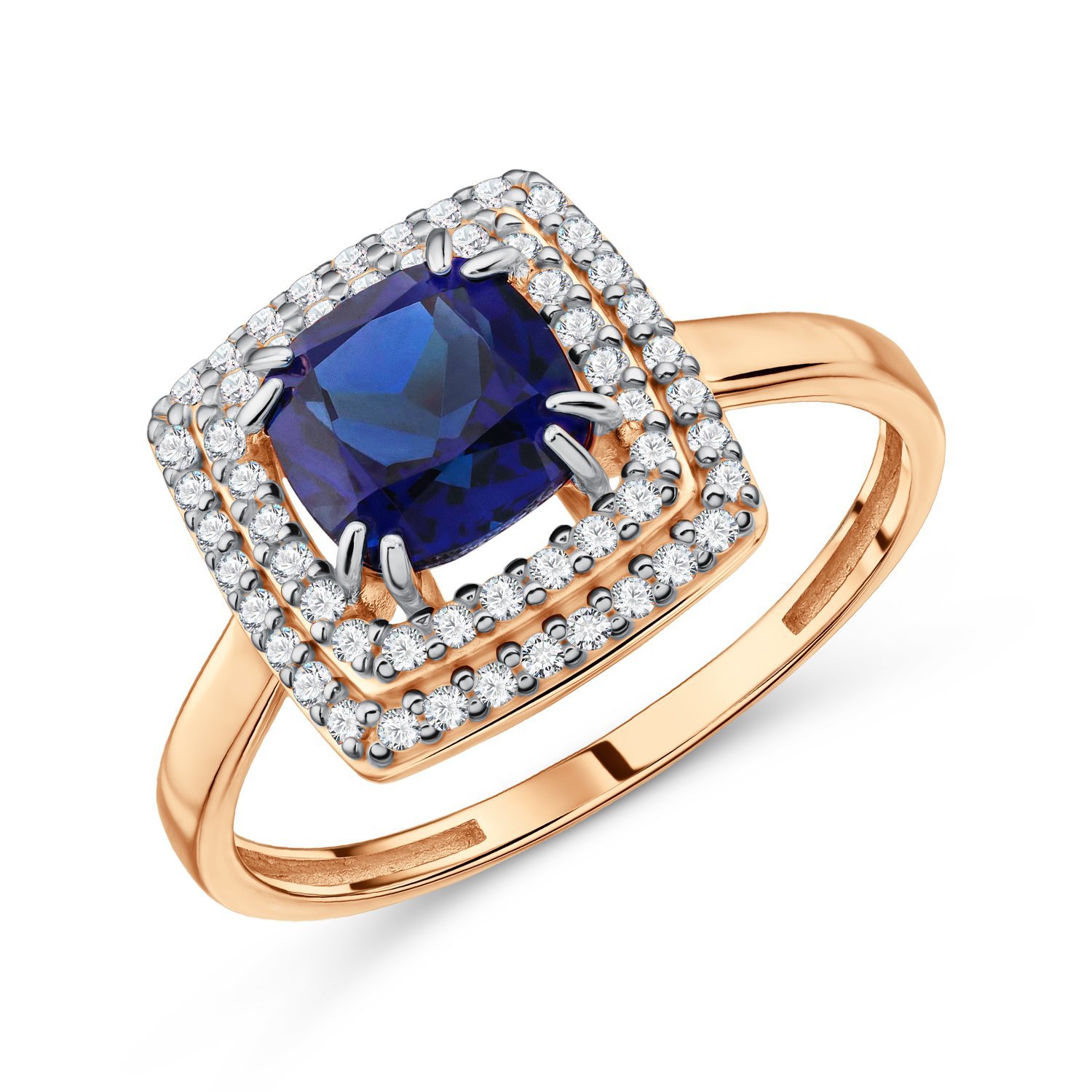 Фото «Золотое кольцо с ситаллом и фианитами»