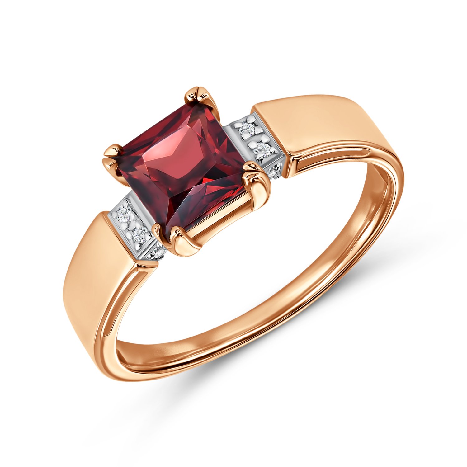 Фото «Золотое кольцо с гранатом и бриллиантами»