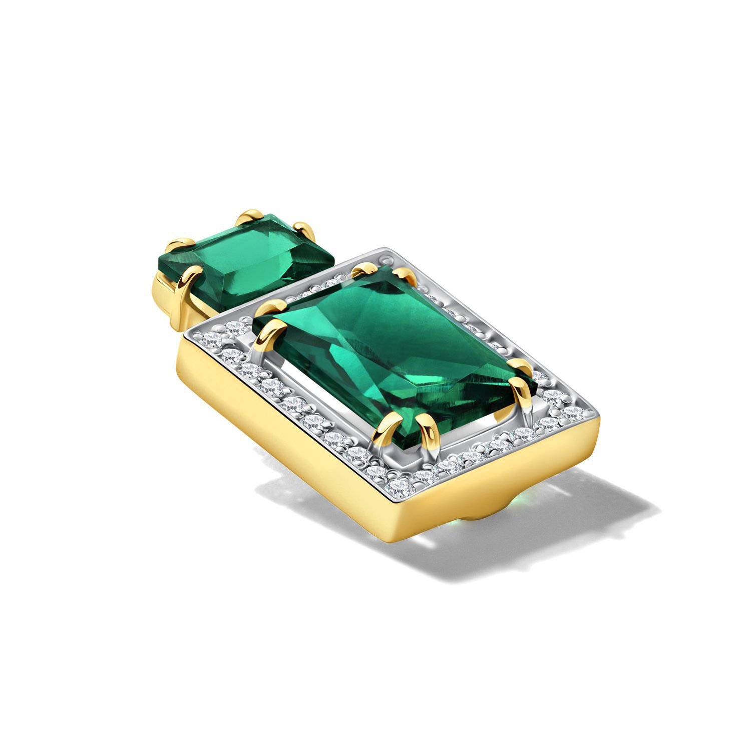 Золотая подвеска с изумрудами выращенными и бриллиантами