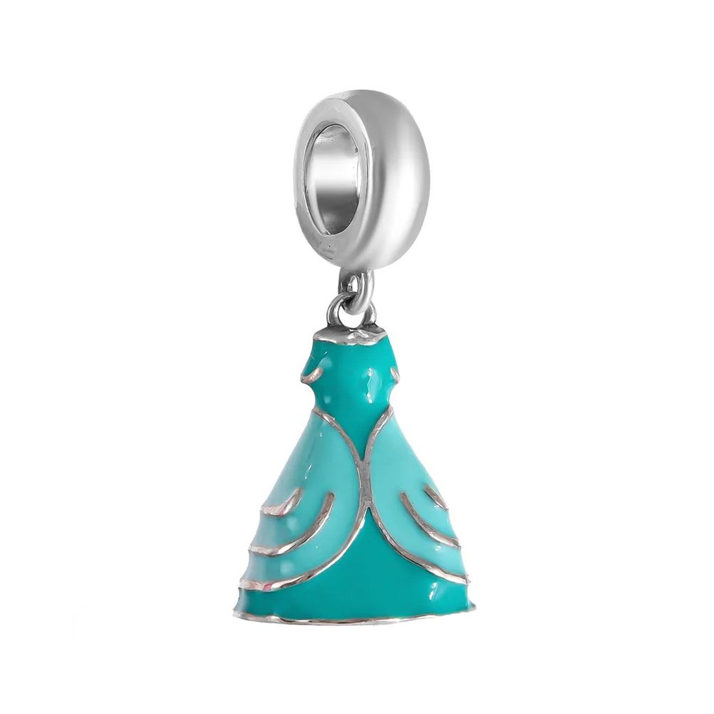 Серебряный шарм Платье с эмалью и родированием