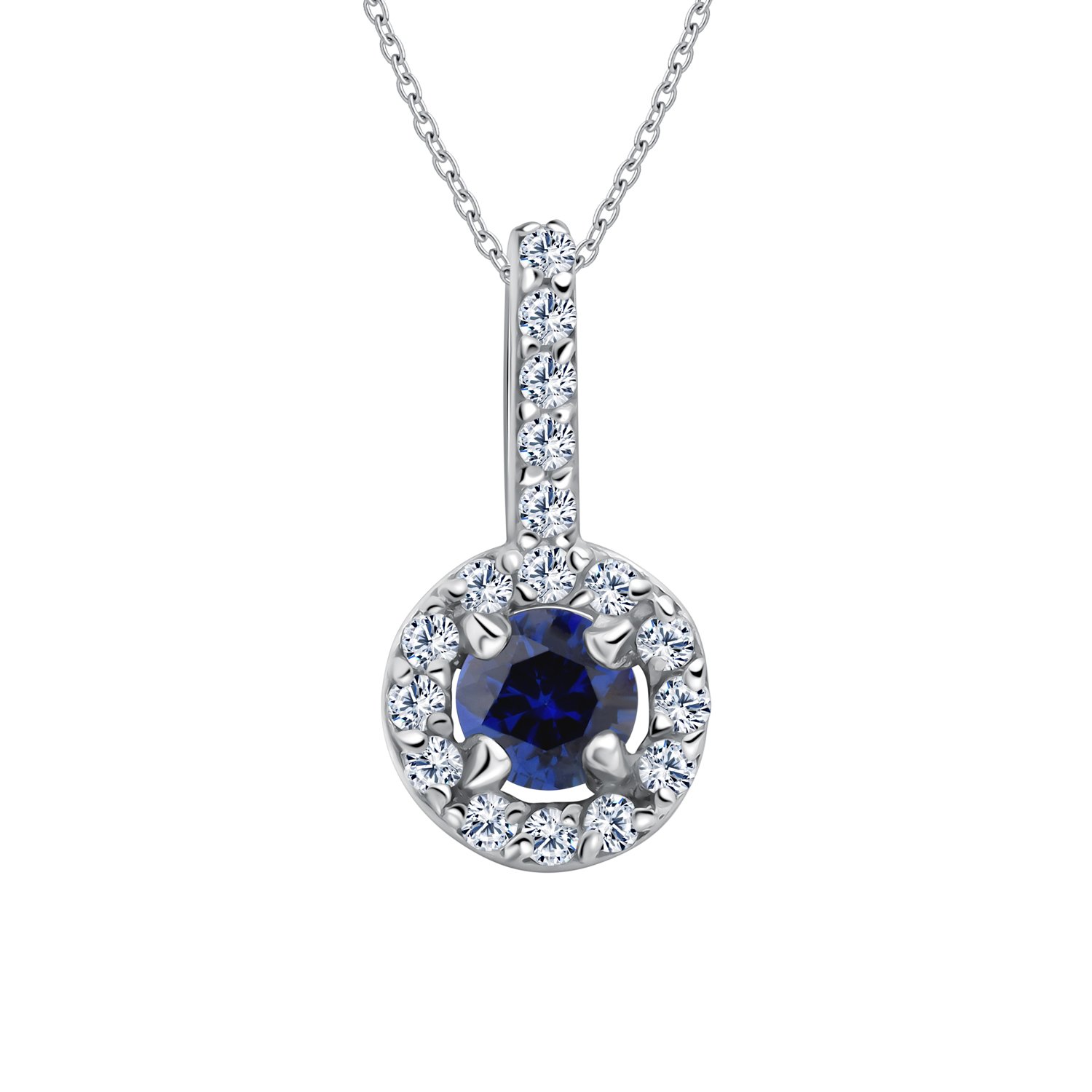 Подвеска из серебра с сапфиром и фианитами