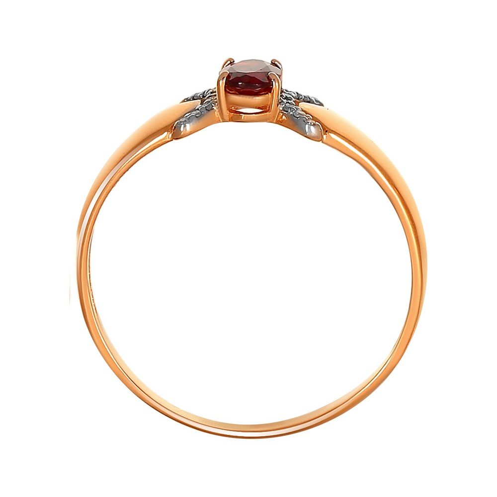 Золотое кольцо с гранатом и бриллиантами