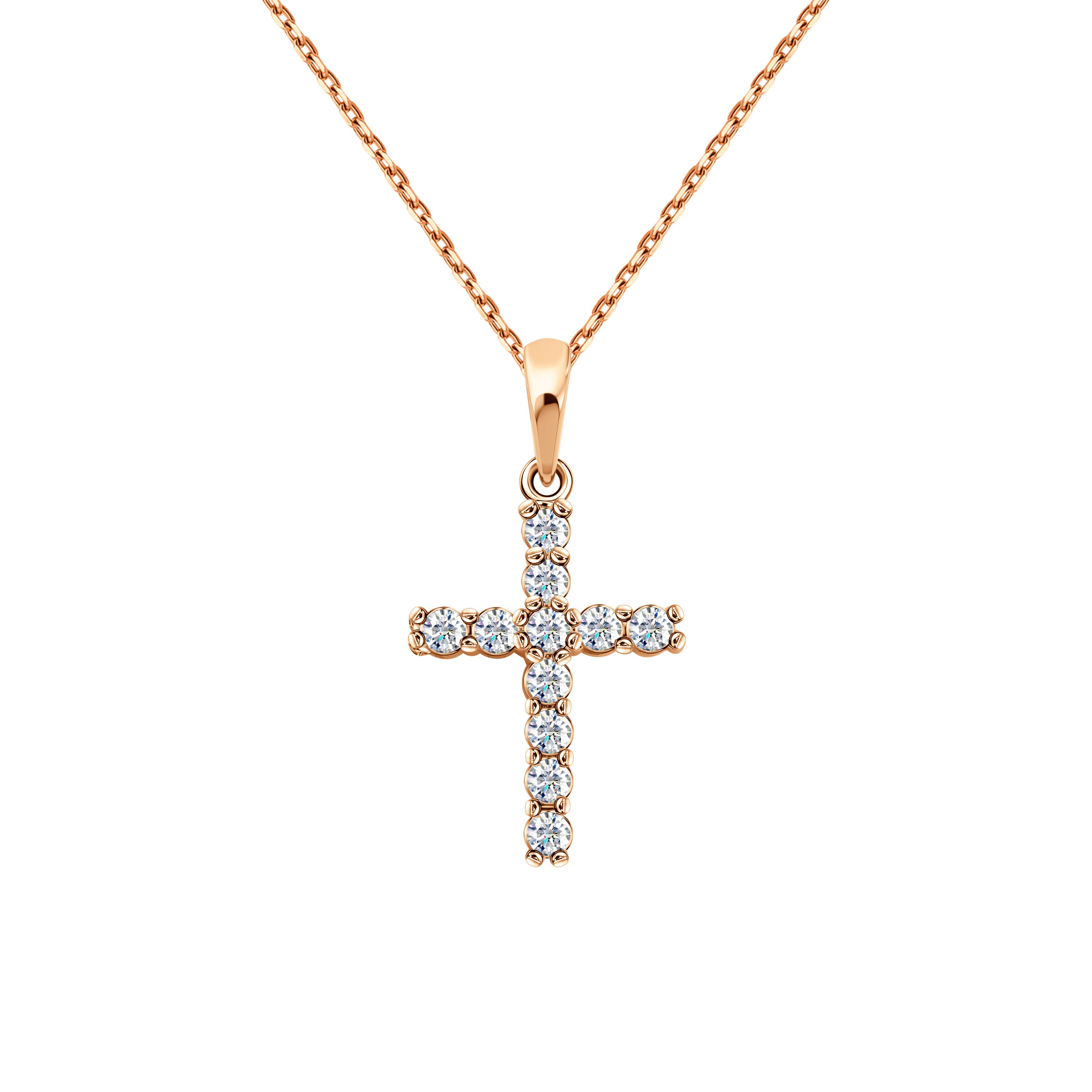 Золотая подвеска Крест с фианитами