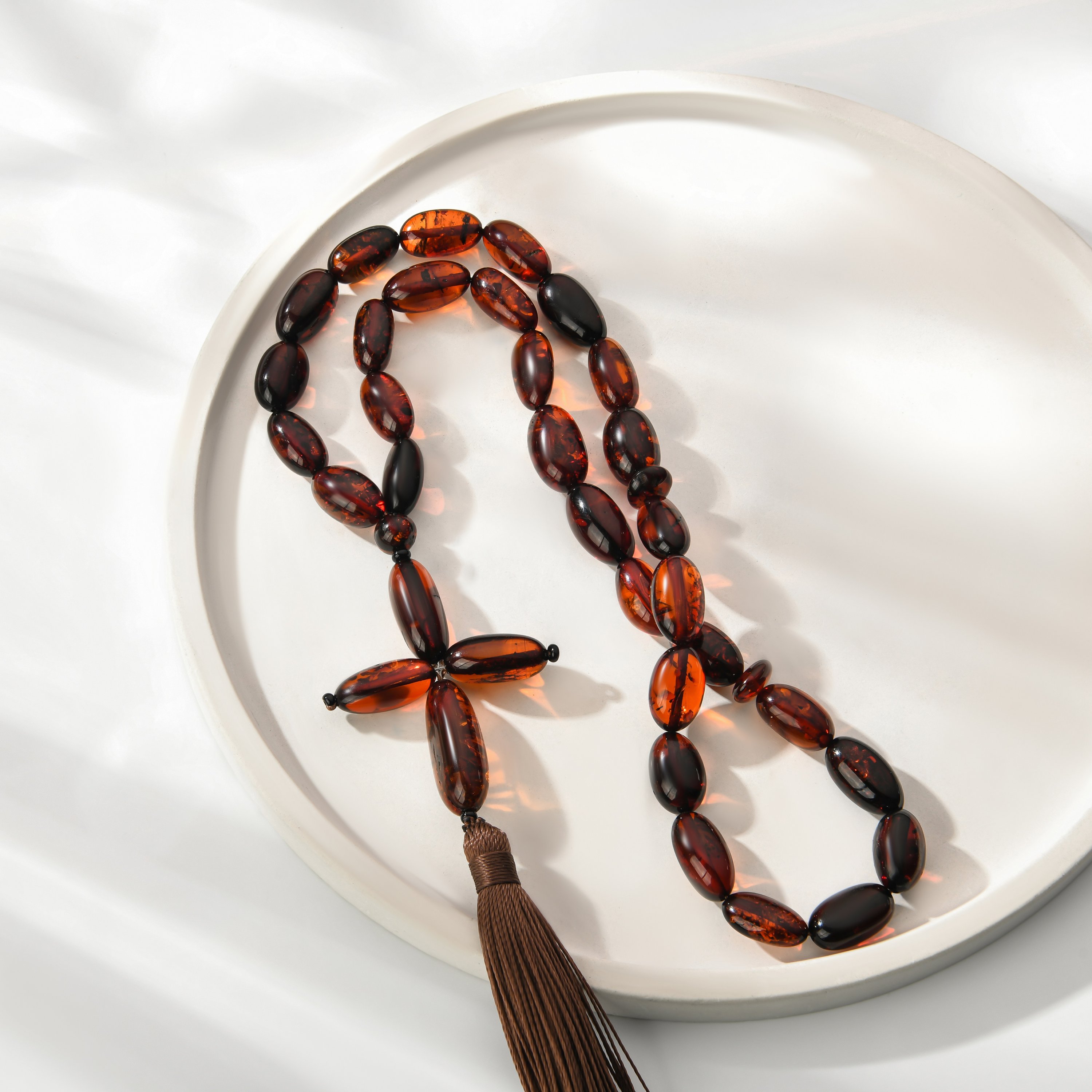 Янтарные православные четки "Слива"