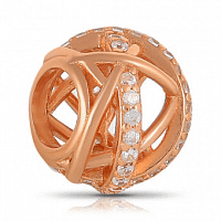 Серебряный шарм с фианитами и позолотой