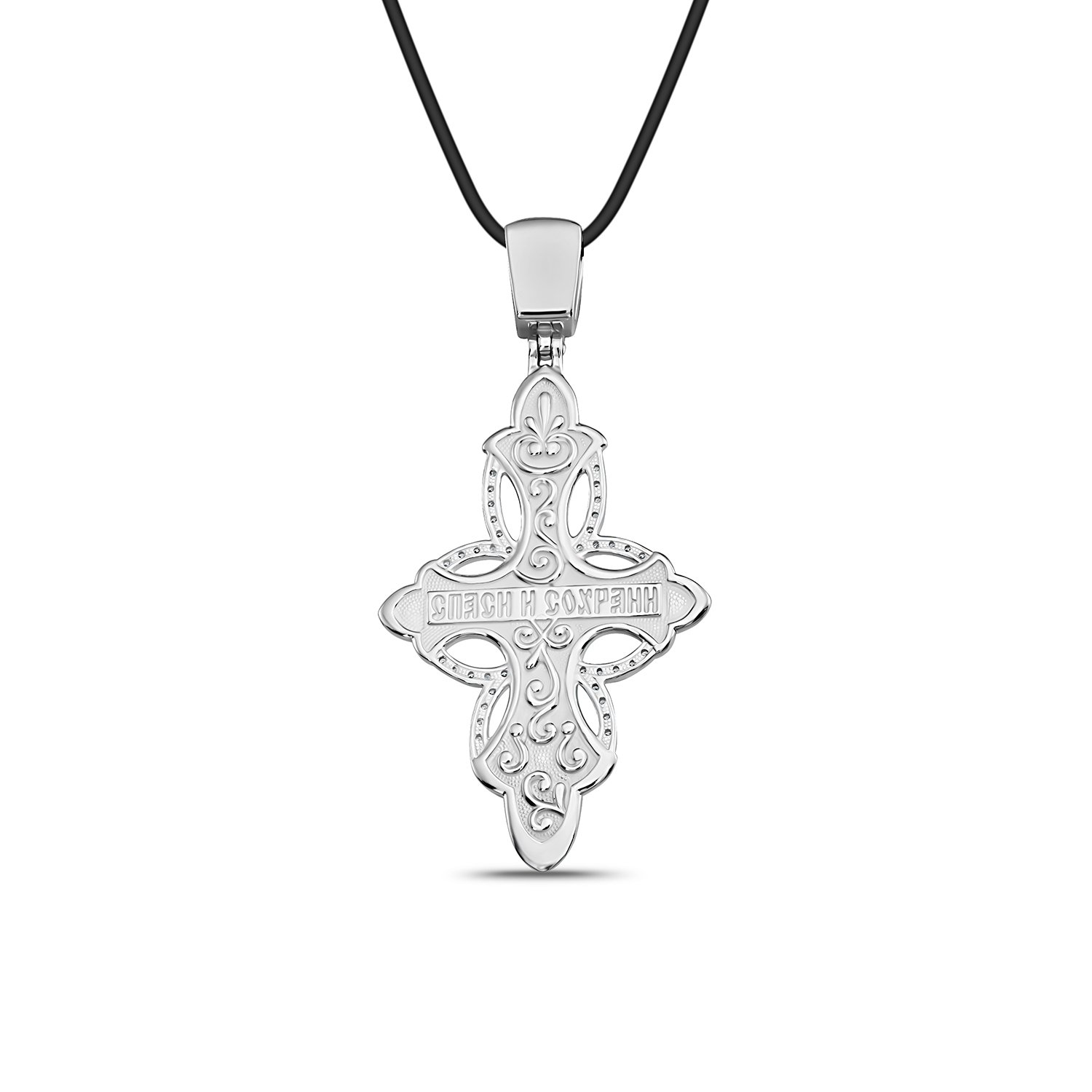 Серебряный крест с фианитами
