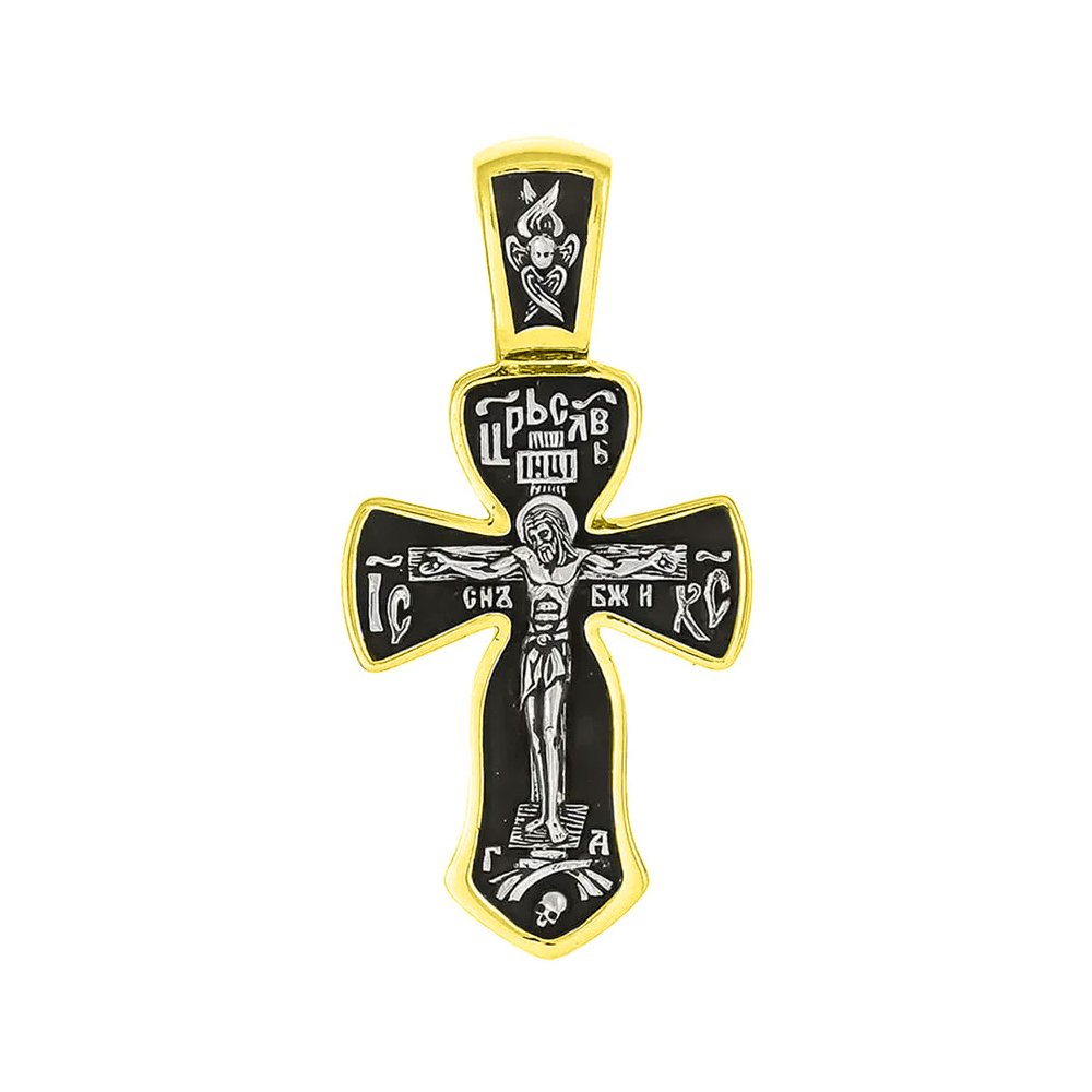 Серебряный крест с чернением и позолотой
