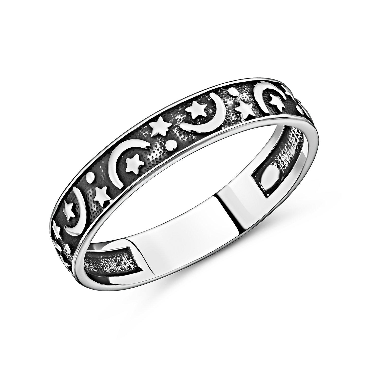 Серебряное кольцо Луна с чернением