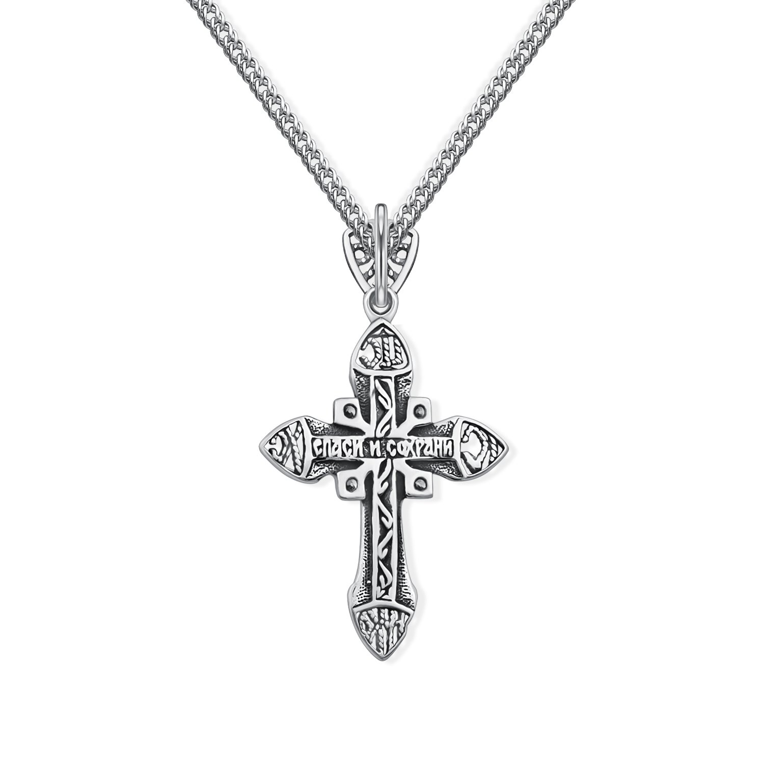 Серебряный крест с фианитами