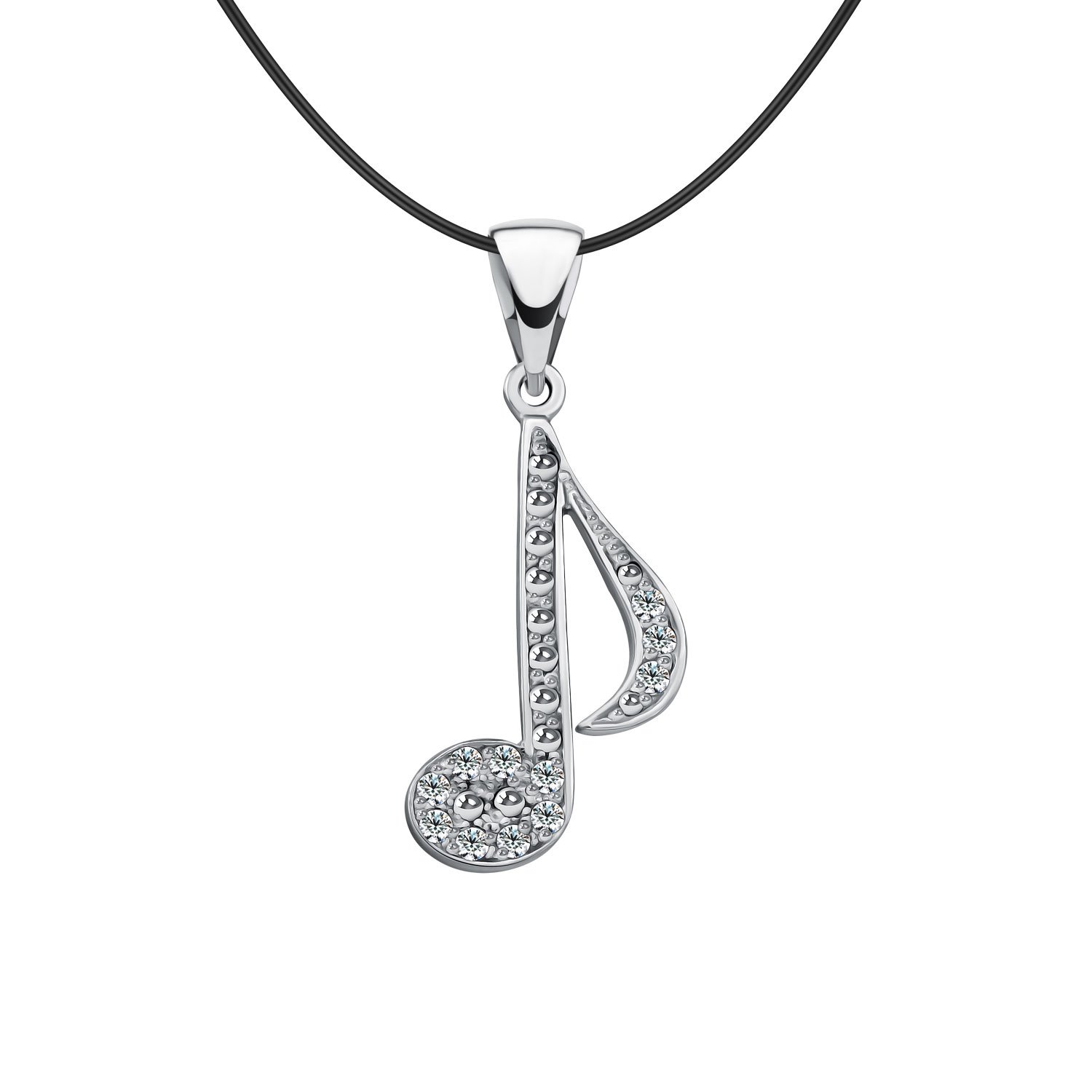 Серебряная подвеска Нота с фианитами и родированием